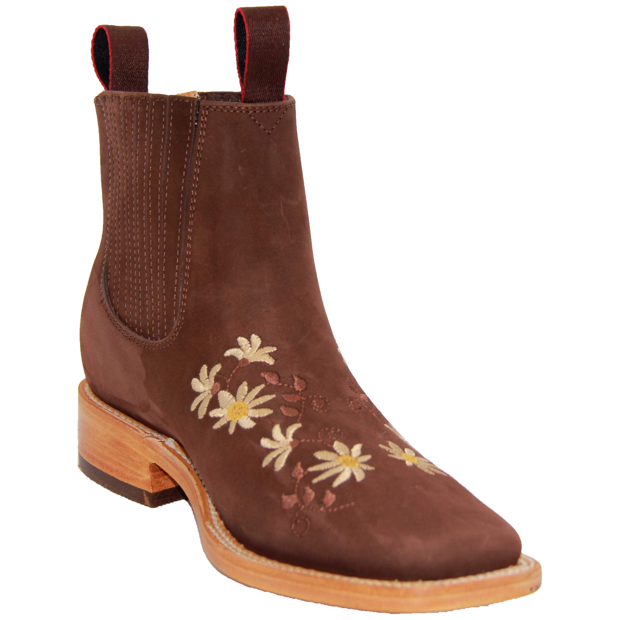 Women's Floral Ankle Boots - Low Heel Leather Booties for Women - Comfortable Short Boots for Casual Wear, Office & Date Night Outfits