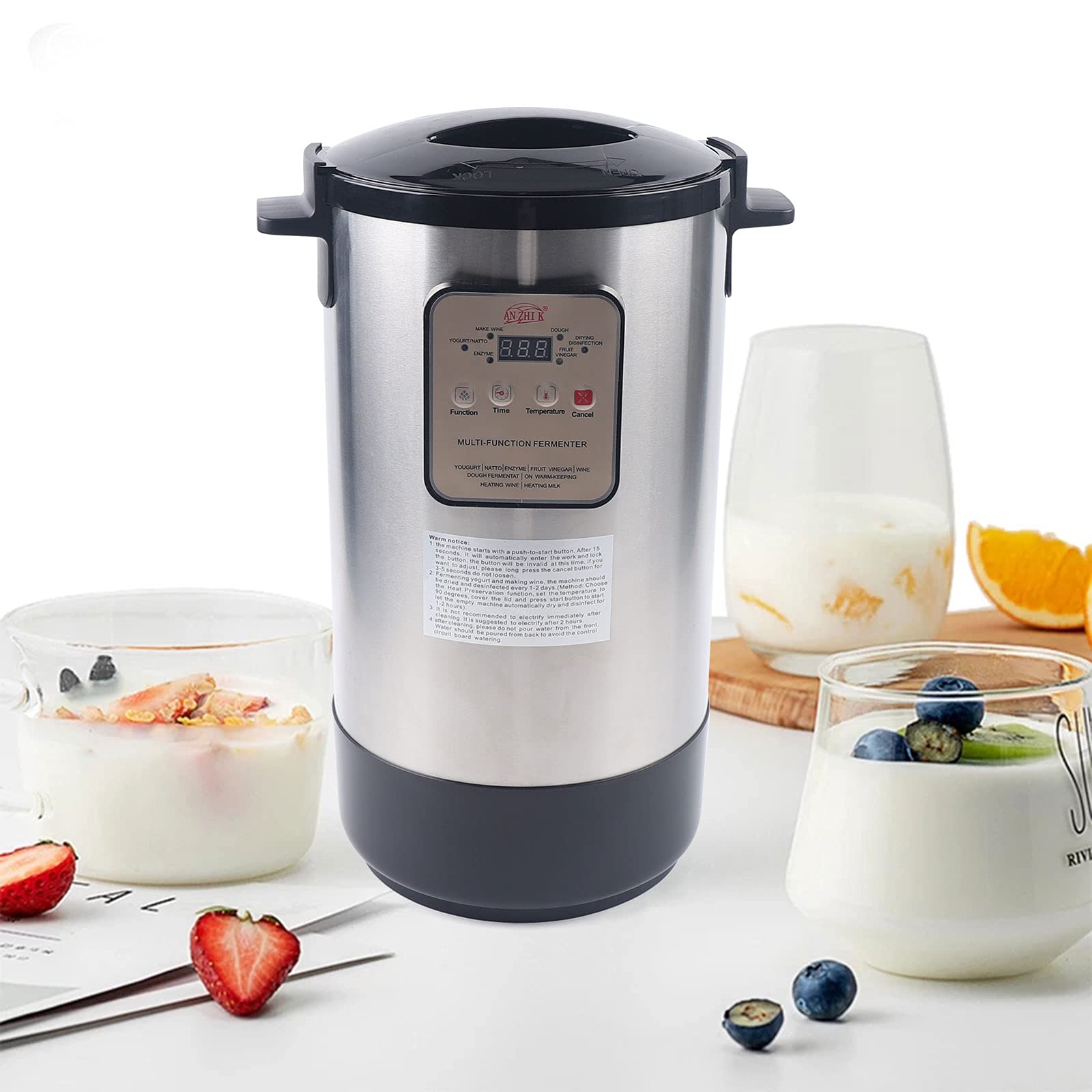 12L Automatic Fermentation Machine with Stainless Steel Inner Pot - Smart Yogurt Maker with Time & Temperature Control - Perfect for Making Yogurt, Cheese, Dough, Fruit Vinegar at Home - Ideal for Kitchen, Bakery & DIY Fermentation Projects