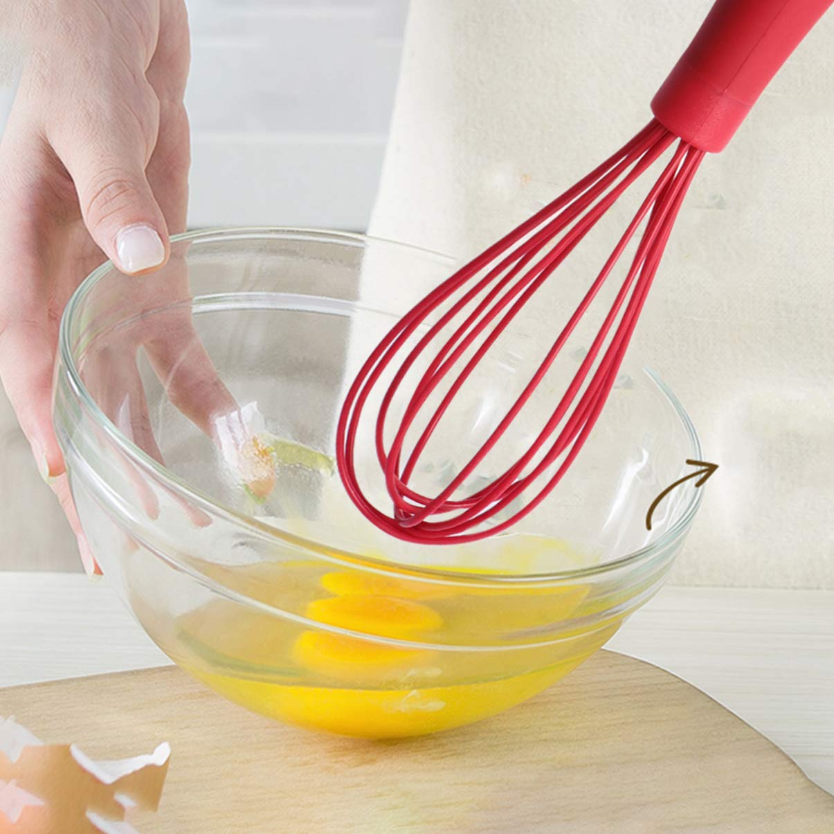 Hemoton 3-Piece Silicone Egg Whisk Set - Non-Slip Handle Egg Mixer, Milk Cream Frother for Baking, Cooking & Kitchen Blending - Perfect for Smoothies, Coffee, Pancakes & Desserts (Random Color)