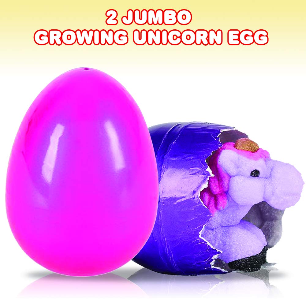 **ArtCreativity Jumbo Growing Unicorn Eggs - Set of 2, Magic Hatching Unicorn Toys for Kids, Science Educational STEM Gifts, Fun Water Bathtub & Party Favors - Perfect for Birthdays, Easter, and Sensory Play**