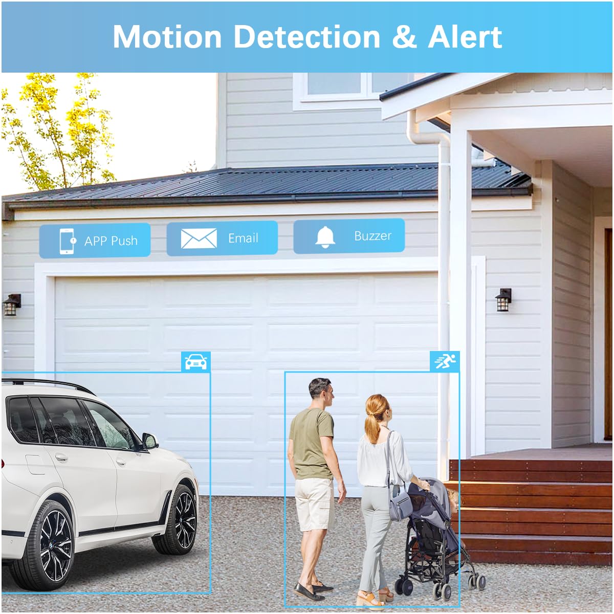 5MP Outdoor Wireless Security Camera System with 2-Way Audio - WiFi Video Surveillance for Home Security - Ideal for Monitoring Backyard, Front Door & Driveway