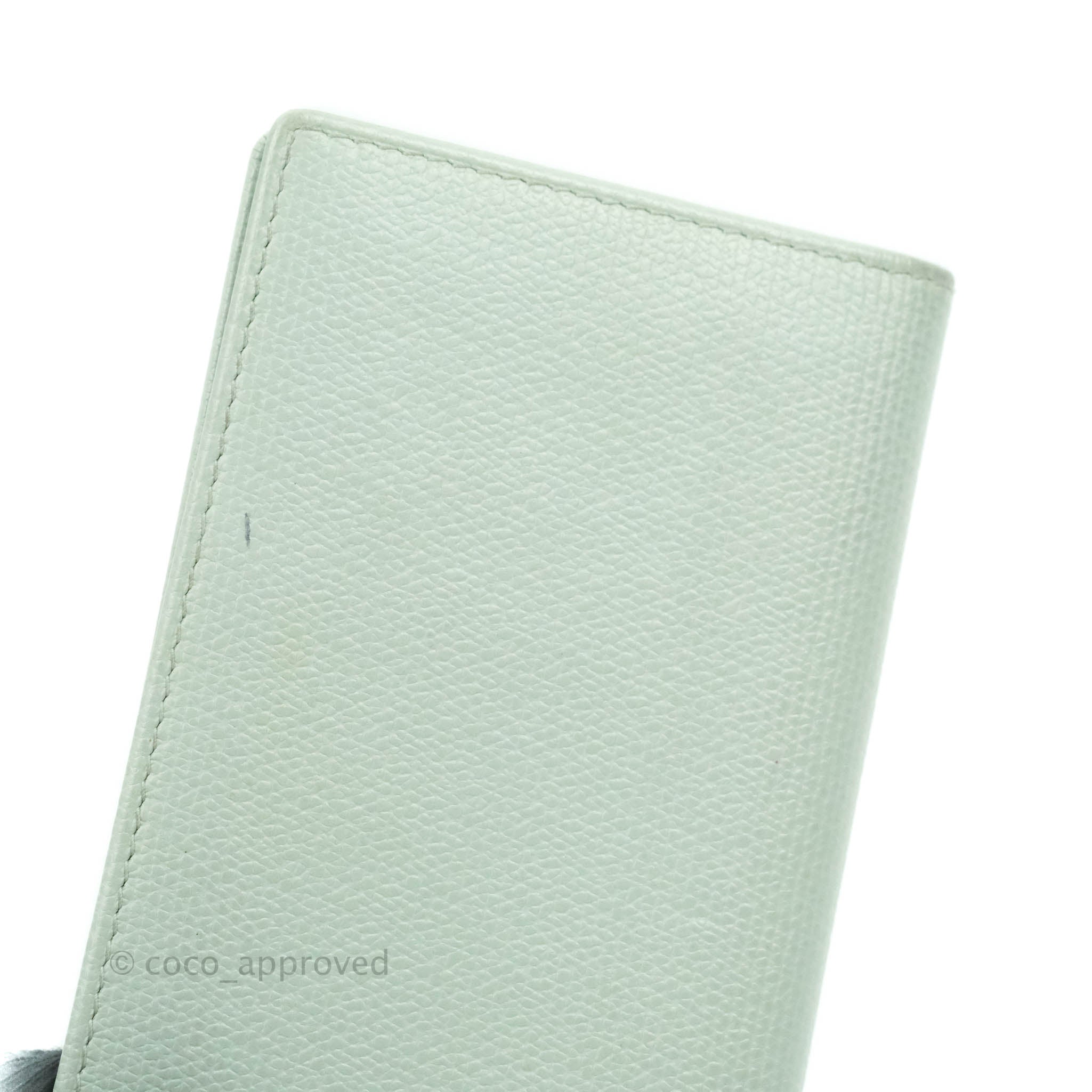 Chanel Tiffany Blue Grained Leather Card Holder - Luxury Compact Wallet for Credit Cards & Cash - Perfect for Everyday Use, Travel & Gifting