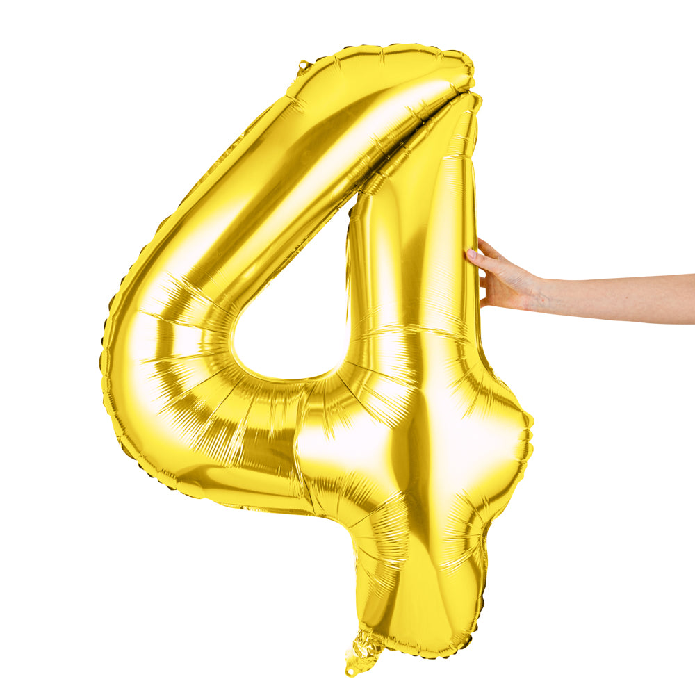 Balloonify Gold Mylar Number 4 Balloon - 40 Inch Large Foil Balloon for Birthday Parties, Baby Showers & Anniversary Celebrations (1 Count Box)