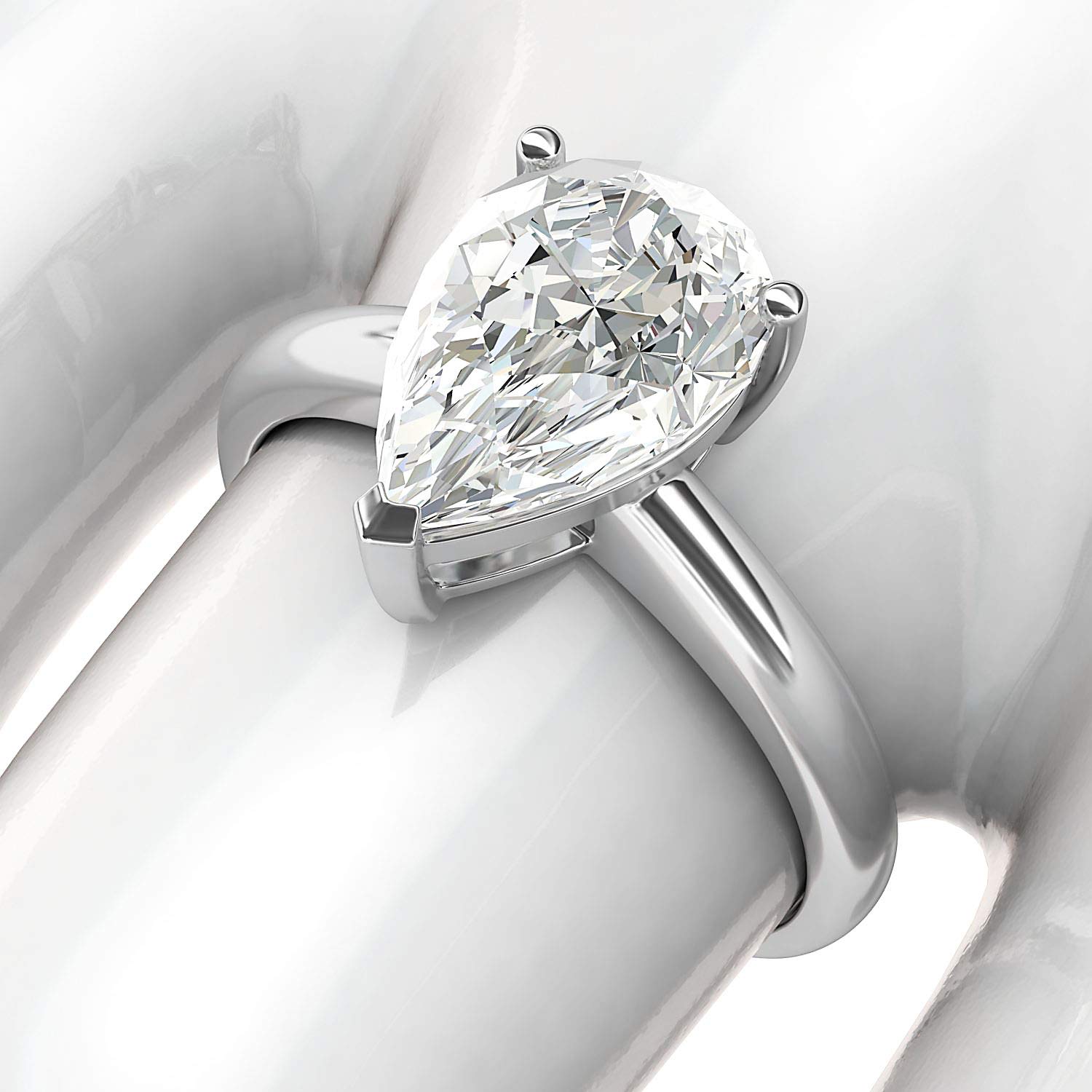14K White Gold 8x12mm Pear-Shaped Simulated Diamond Engagement Ring for Women - Elegant Promise Wedding Band, Perfect for Proposals, Anniversaries & Bridal Jewelry Gifts
