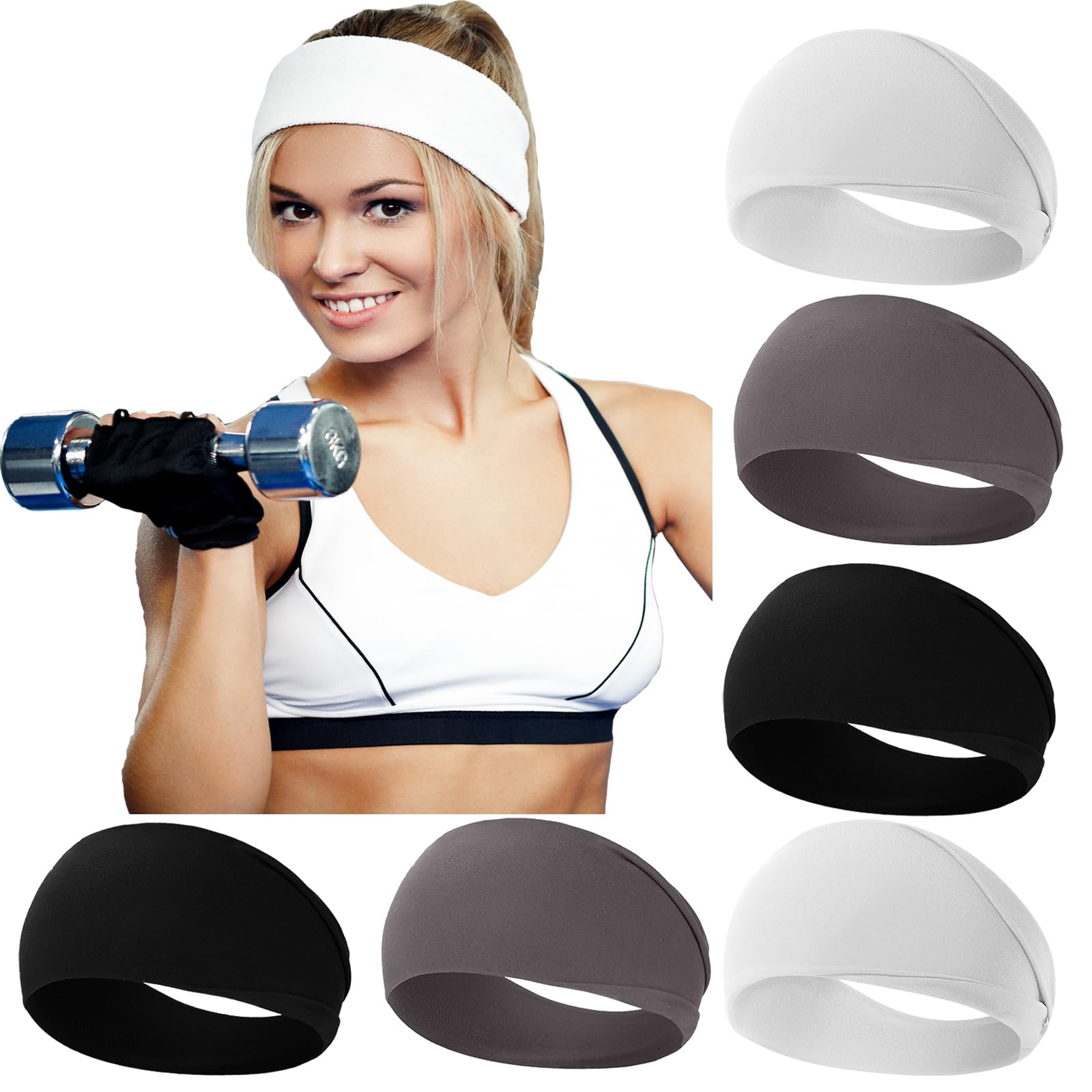 RITOPER Non-Slip Workout Headbands for Women - Super Soft & Stretchy Yoga, Running, Exercise & Sweatbands - Wide Hair Bands & Turban Head Wraps for Active Lifestyles (Perfect for Gym, Yoga, Jogging & Daily Wear)