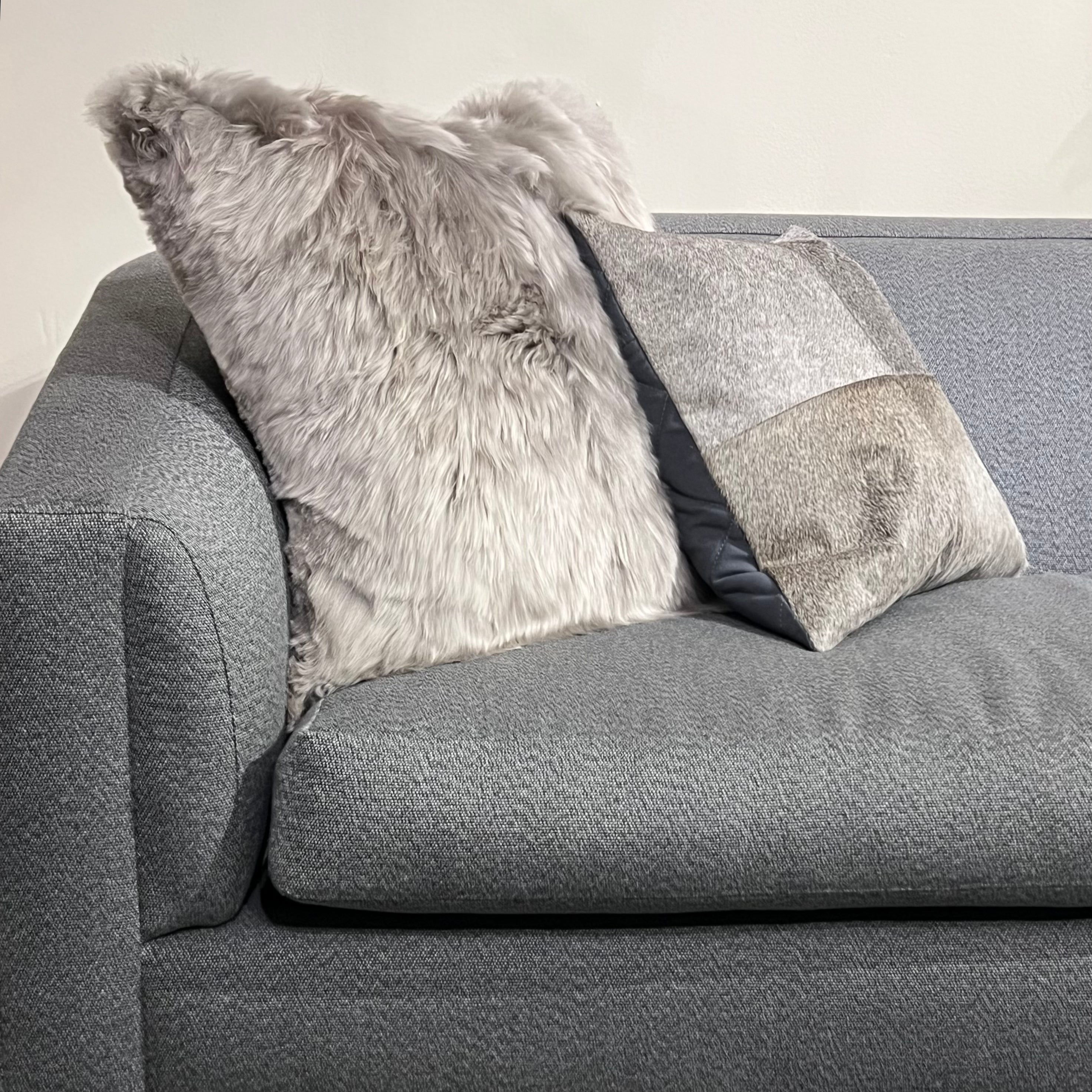 Soft & Breathable Alpaca Wool Square Pillow - Lily Cool Gray - Perfect for Sofa, Bed, and Home Decor