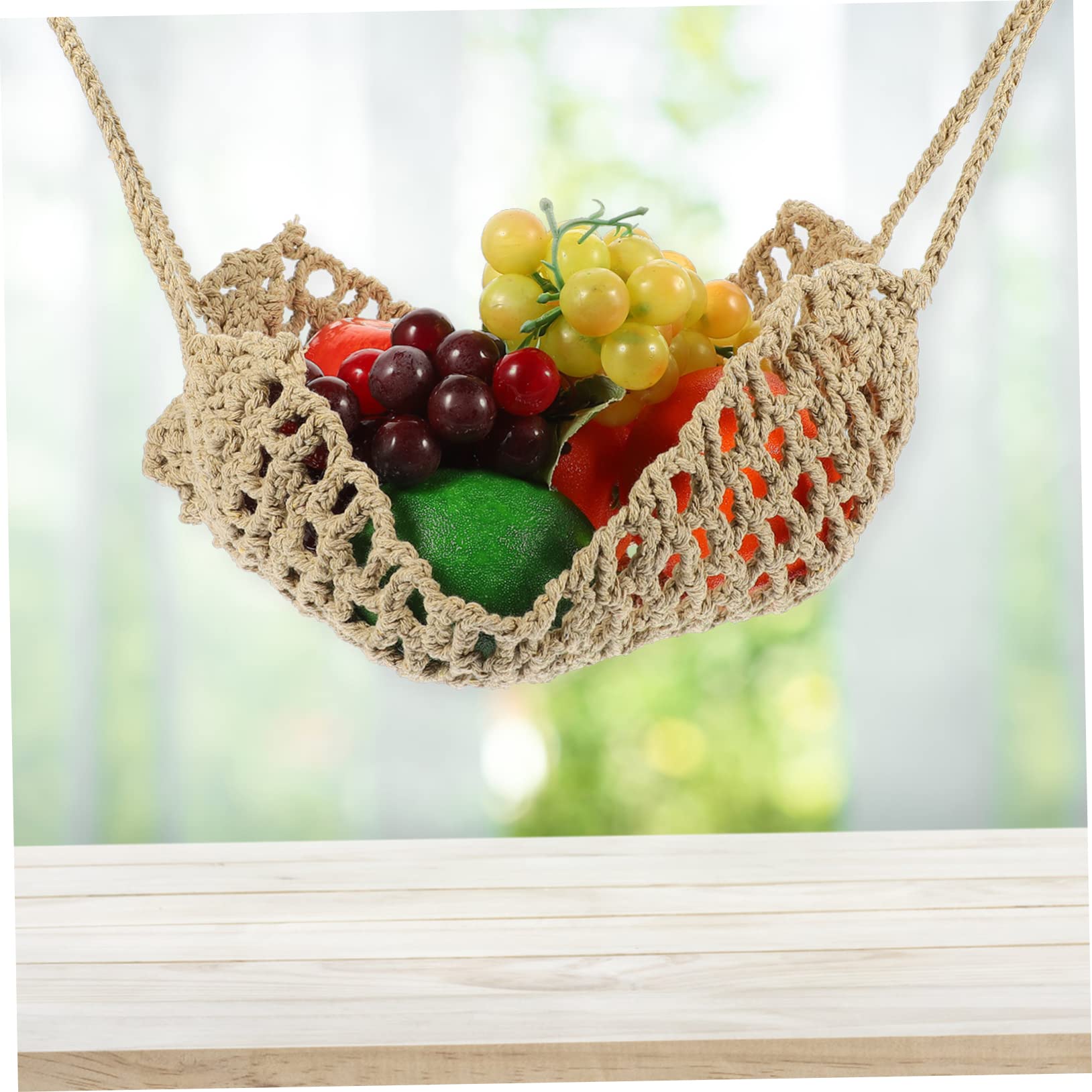 4-Piece Cotton Rope Hanging Fruit Basket Set - Kitchen Storage Organizer for Fruits, Vegetables & Home Decor - Perfect for Pantry, Garden, and Small Space Organization