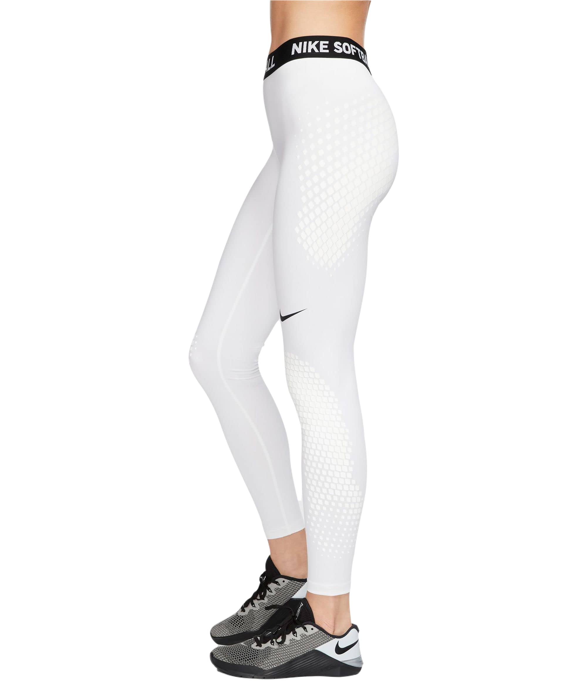 Nike Women's Dri-FIT Vapor Softball Training Slider Tights - Medium Size White & Black | Moisture-Wicking Compression Leggings for Softball, Gym Workouts & Running