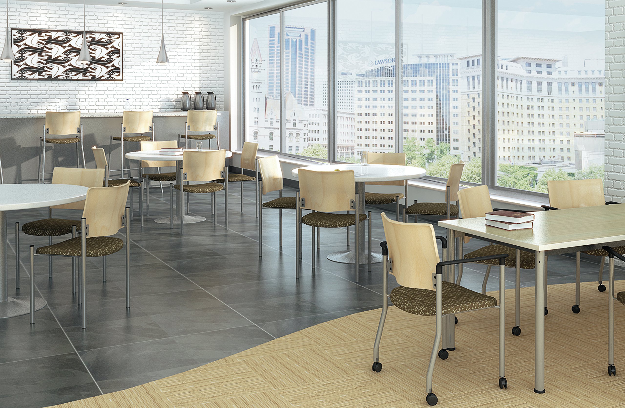 Evolve Series Armless Guest Chair with Wood Back - 400lb Weight Capacity, Black Anti-Bacterial Vinyl & Natural Wood Finish - Perfect for Office, Conference Room, Waiting Area, and Home Use