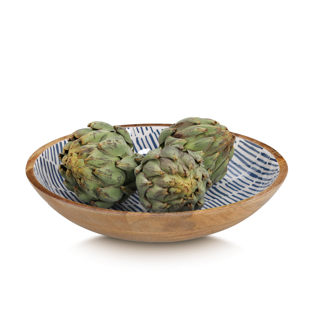 Premium Mango Wood Serving Tray with Handcrafted Blue Design - Perfect for Breakfast in Bed, Coffee Table Decor, and Entertaining Guests