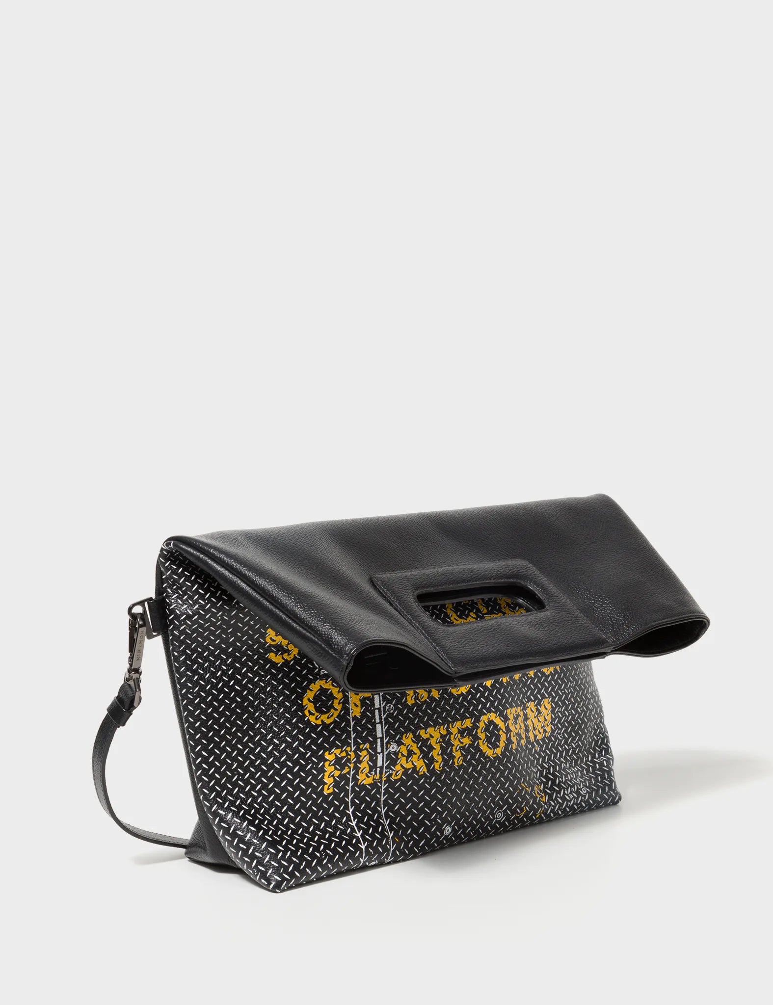Milo Convertible Crossbody Bag for Women - Black Leather with Metal Platform Print - Perfect for Travel, Work, and Everyday Use