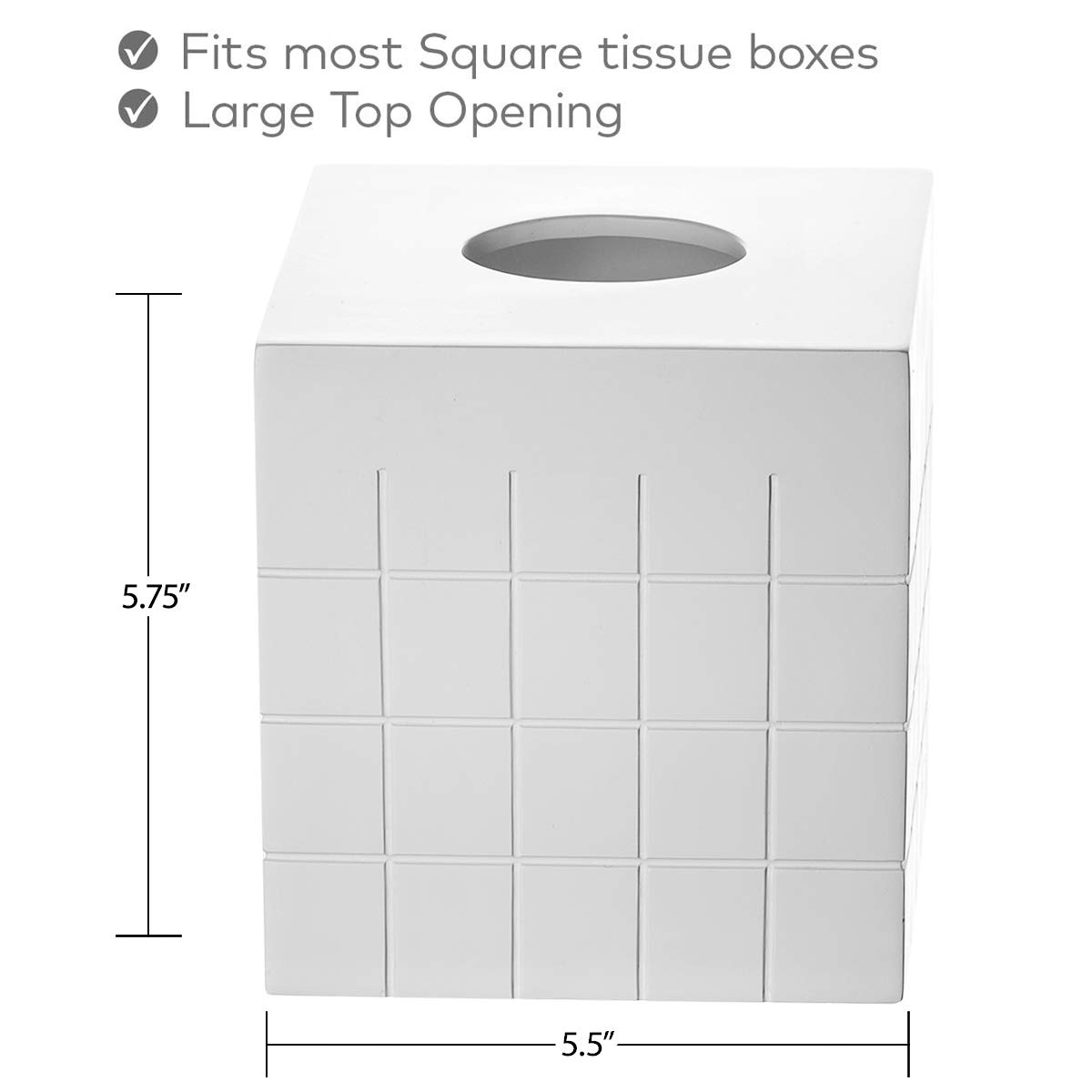 Creative Scents Polar Tissue Box Cover - Elegant White Square Bathroom Tissue Holder for Home Decor | Perfect for Bathroom, Bedroom & Living Room Accessories