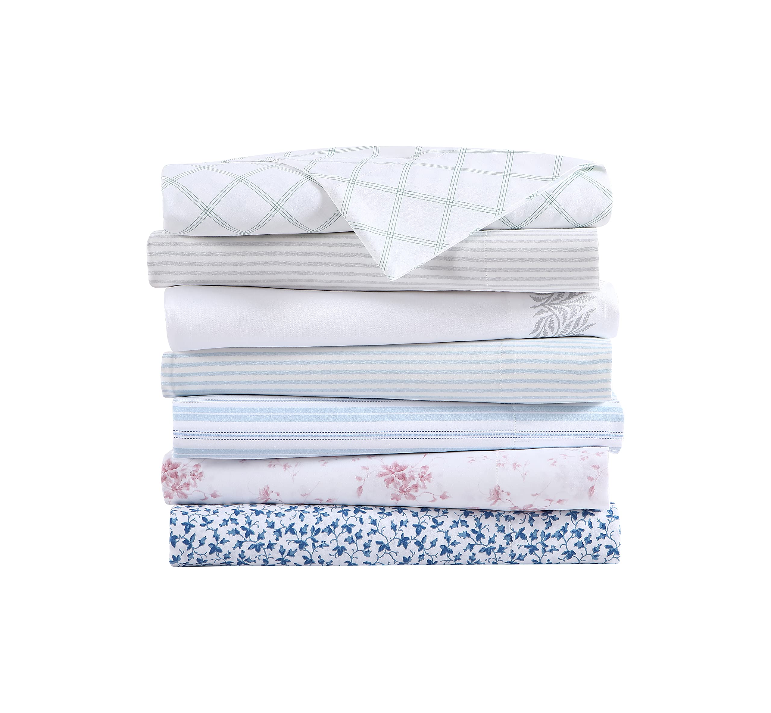 Laura Ashley Home - Queen Size 4-Piece Sateen Cotton Sheet Set - Ultra Soft, Breathable & Wrinkle Resistant Bedding (Lavender Vine Indigo) for Luxury Bedroom Decor & Guest Room Essentials