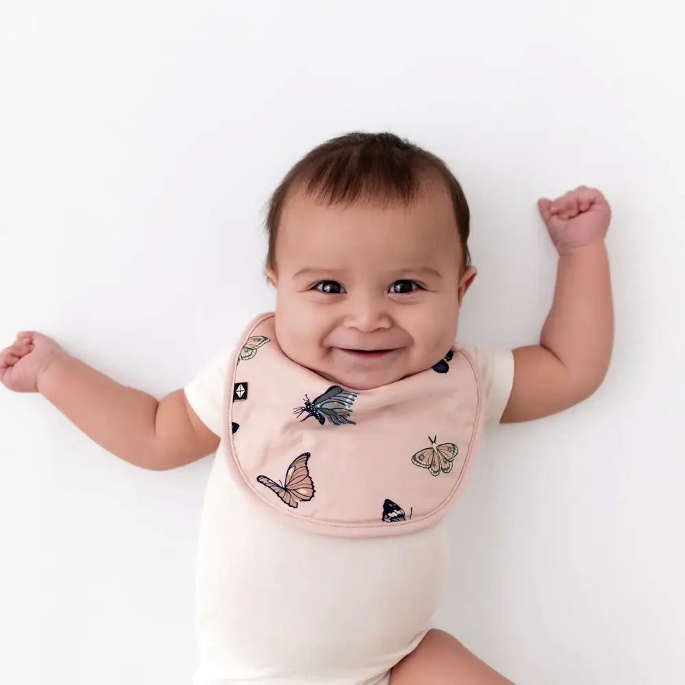 Kyte Baby Soft Organic Cotton Drool Bib - Blush Butterfly Print for Babies & Toddlers | Gentle, Absorbent, and Stylish for Feeding, Teething, and Everyday Use