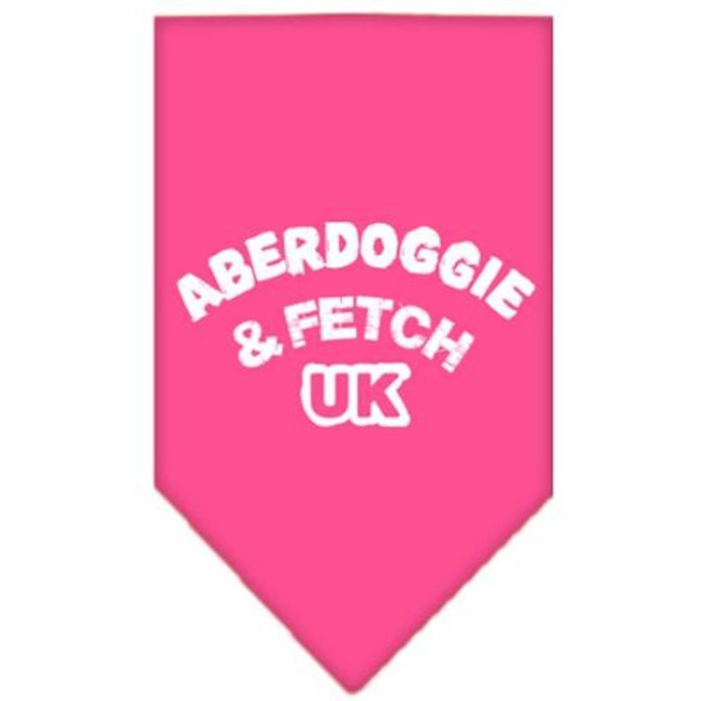 Premium Pet Bandana for Dogs - 'Aberdoggie & Fetch UK' Screen Printed Design - Bright Pink Large Dog Scarf - Perfect for Pet Fashion, Photo Shoots & Special Occasions