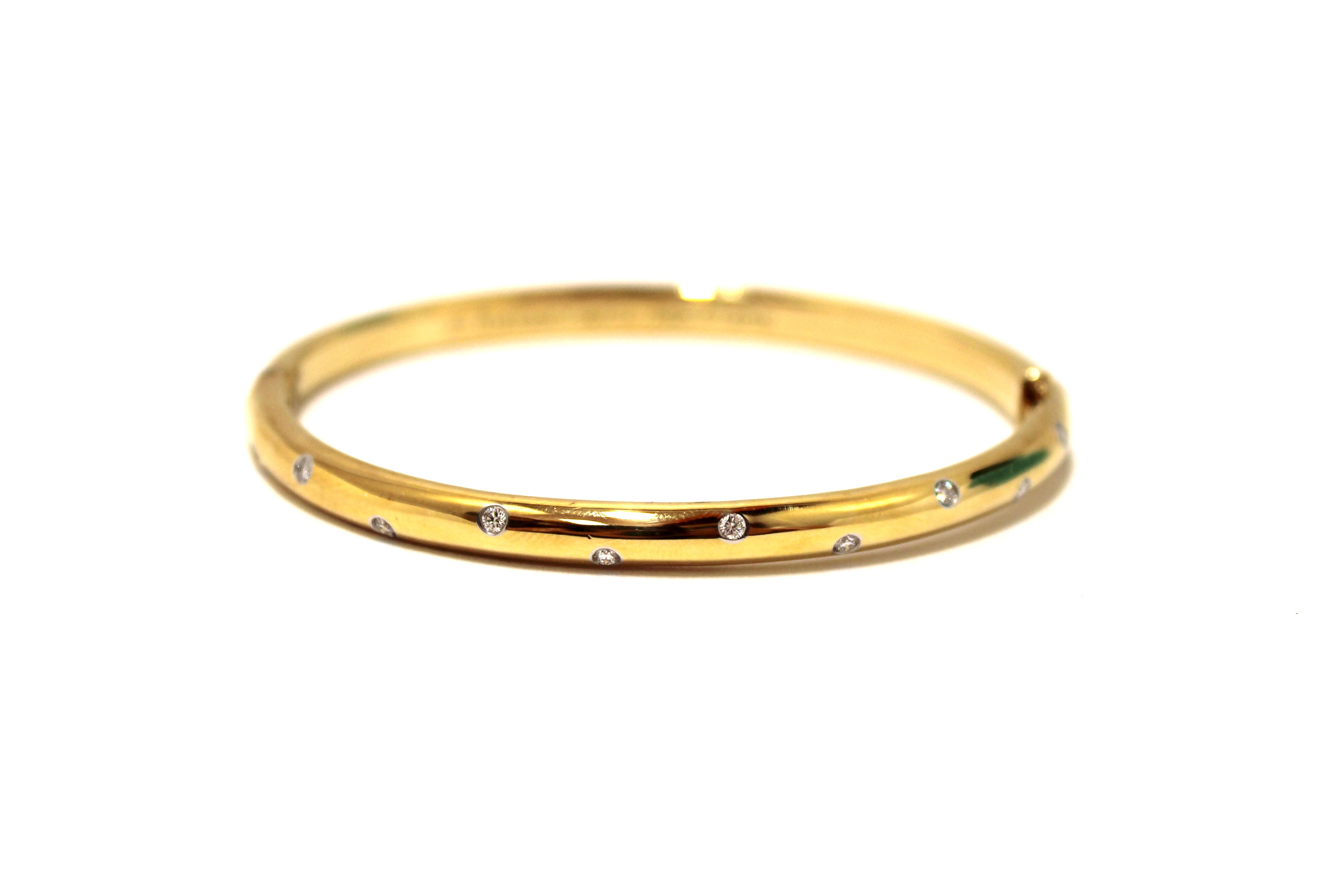 Authentic Tiffany & Co. Vintage 18K Gold & Platinum Etoile Diamond Bangle Bracelet - Luxury Jewelry for Women, Elegant Gift for Anniversary & Special Occasions