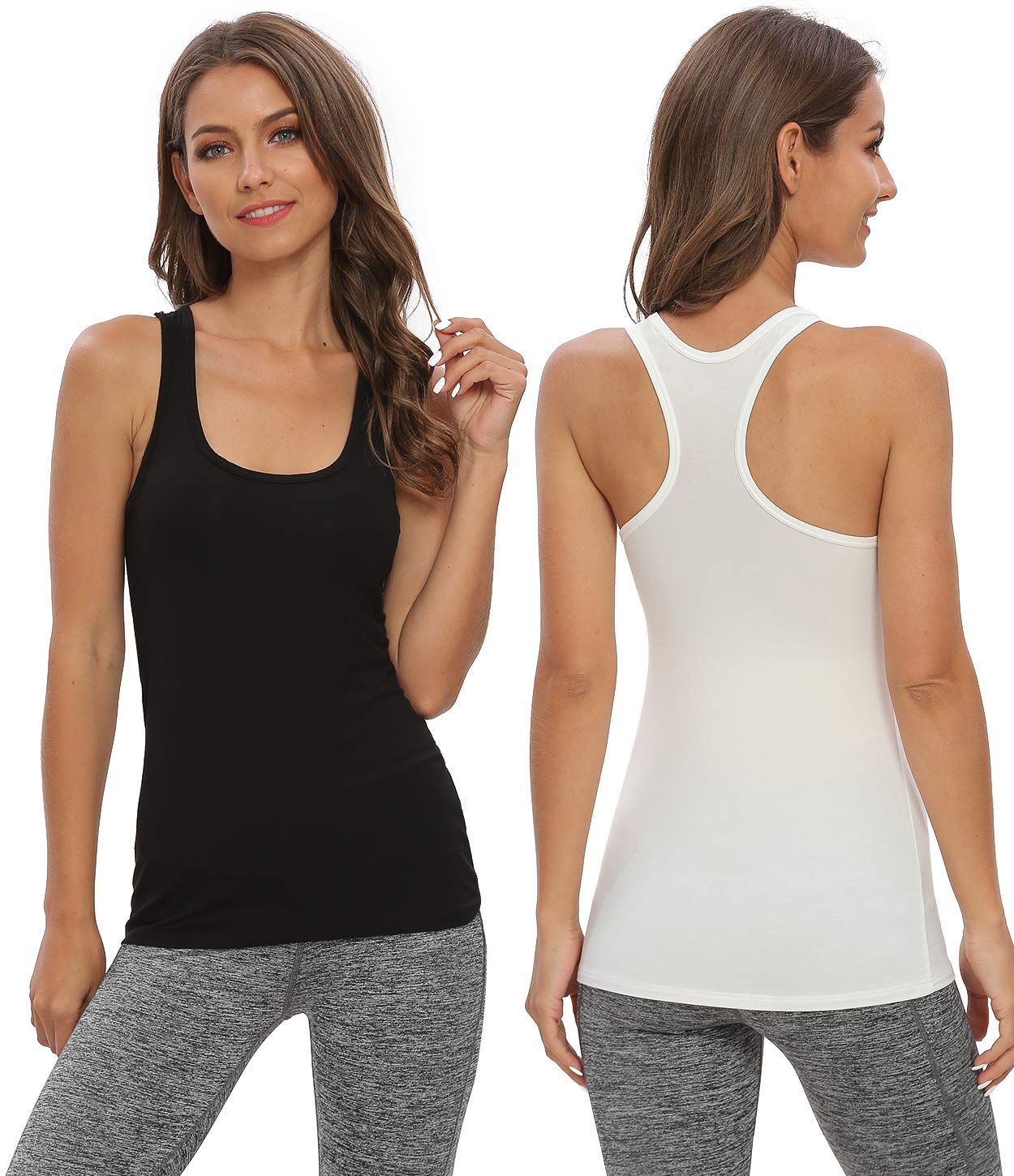 Star Vibe Women's Racerback Workout Tank Tops - 4 Pack Breathable Athletic Yoga Shirts for Running, Gym & Fitness Training | Sleeveless Exercise Tops for Women