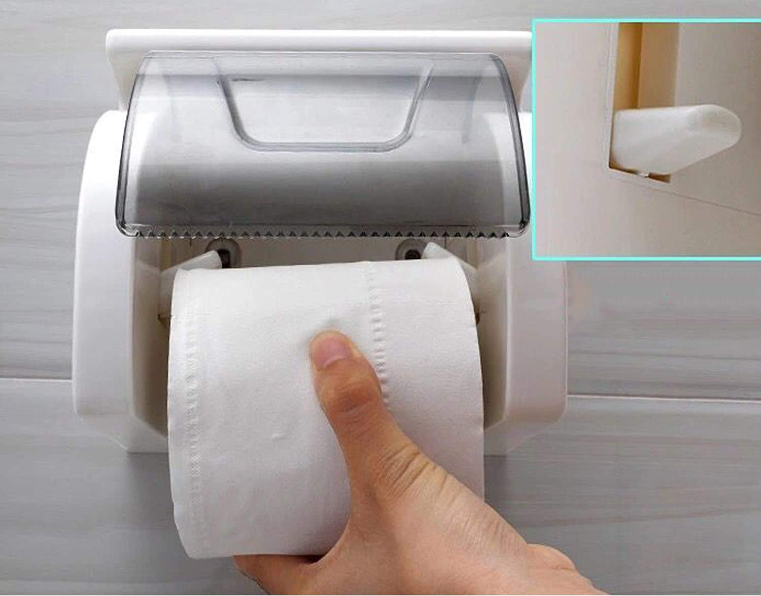 Waterproof No-Drill Toilet Paper Holder - Wall Mount Bathroom Tissue Roll Cover, Pet-Proof & Rust-Resistant for Home, RV, Boat (Gray) - Perfect for Bathrooms, Kitchens, Laundry Rooms & Outdoor Use