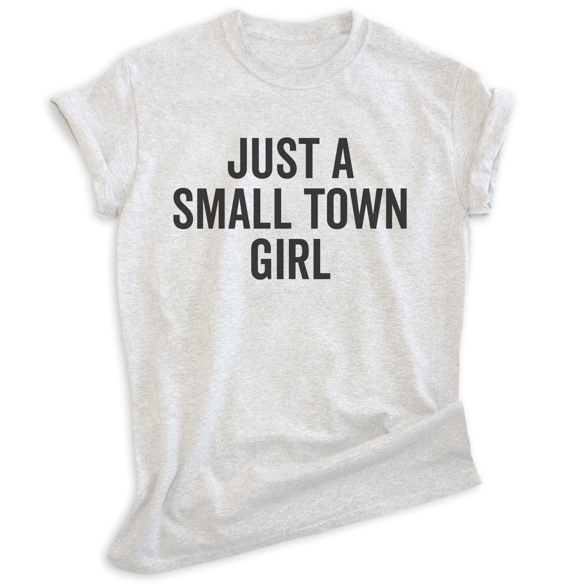 EVERTREE CLOTHING Just A Small Town Girl T-Shirt - Unisex Comfort Fit Graphic Tee for Women & Men - Vintage Rural Midwest Style Casual Top for Country Living, Road Trips & Small Town Pride