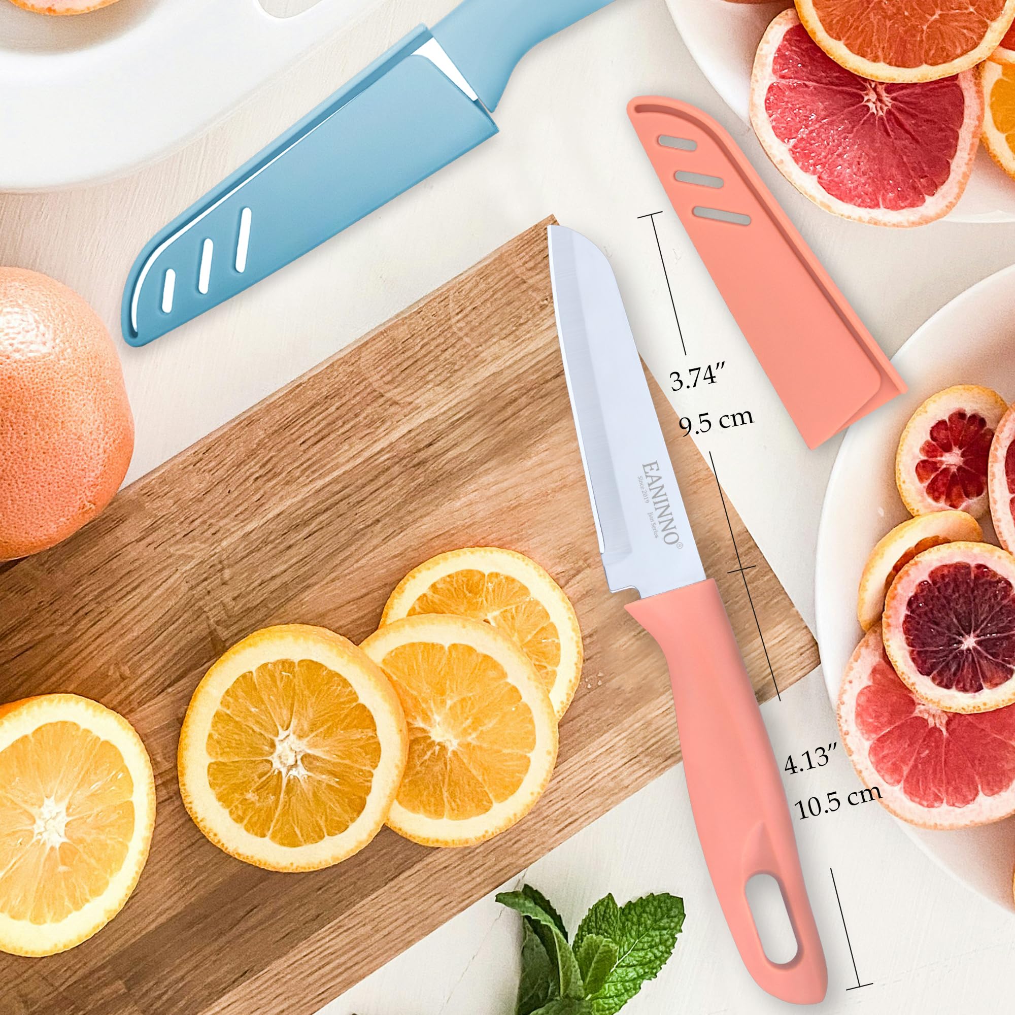 4-Piece Stainless Steel Paring Knife Set with Sheath - 3.8