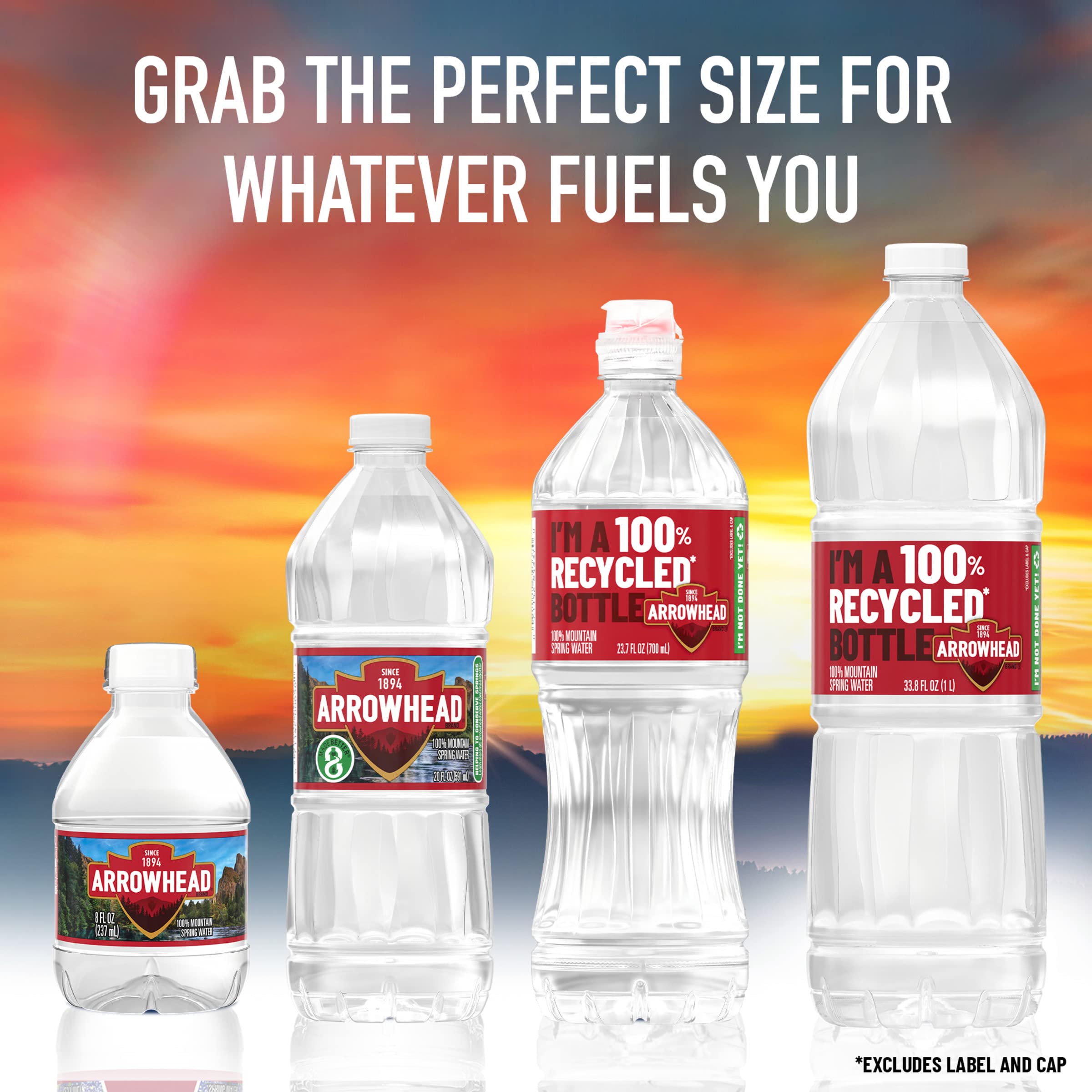 Arrowhead Mountain Spring Water 12-Pack (8 Fl Oz Bottles) - Natural Mineral & Electrolyte Bottled Water for Hydration, Office, Gym & Outdoor Activities
