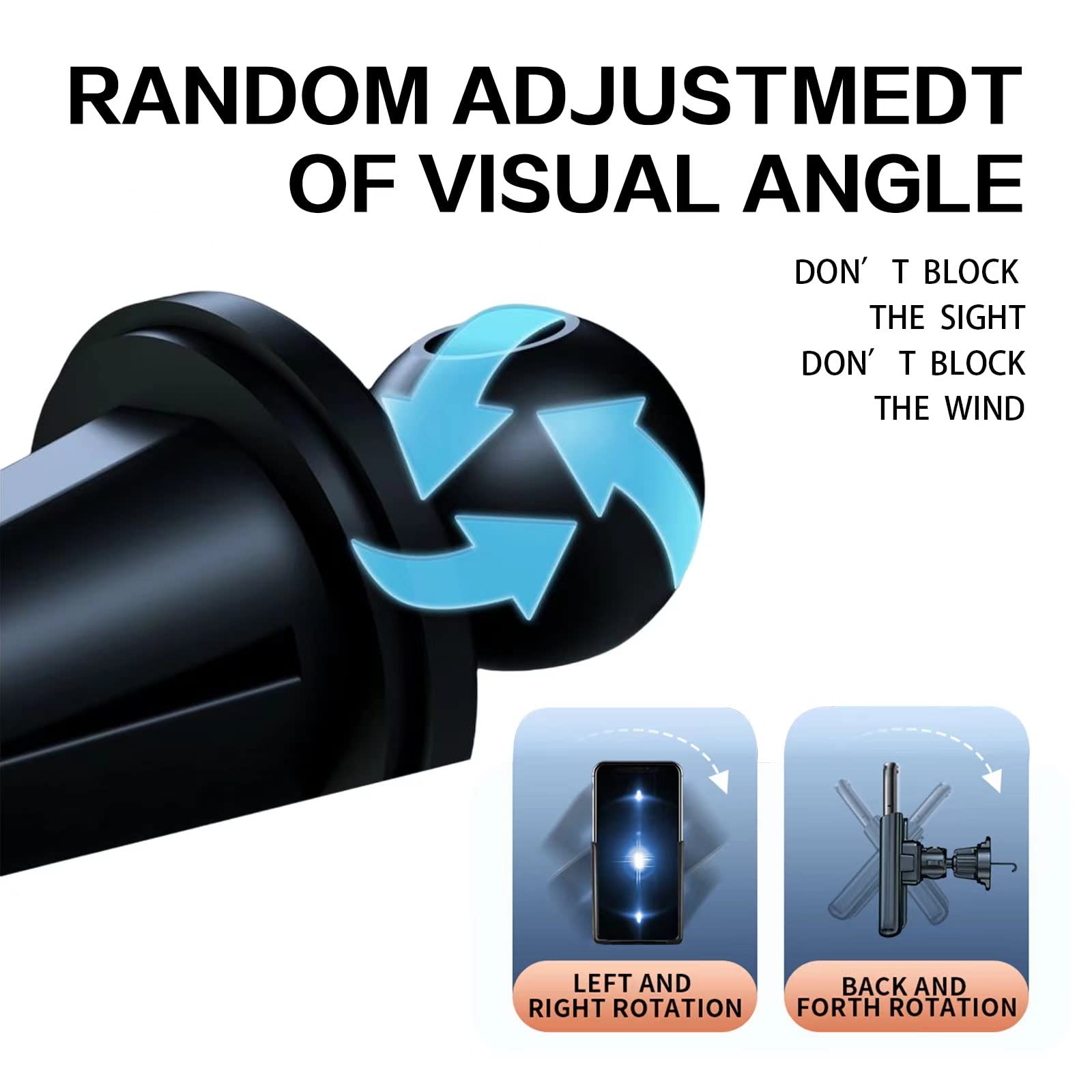 Upgraded Car Vent Phone Holder - Secure Clip, 360° Rotation for All Smartphones - Perfect for Hands-Free Driving (Silver)