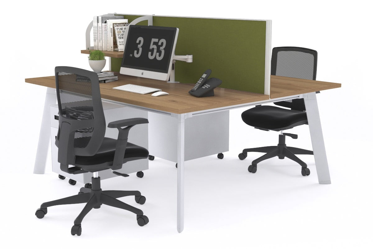 2 Person Workstation with White Frame - 1200L x 800W Switch Desk with Cable Management for Home Office & Coworking Spaces