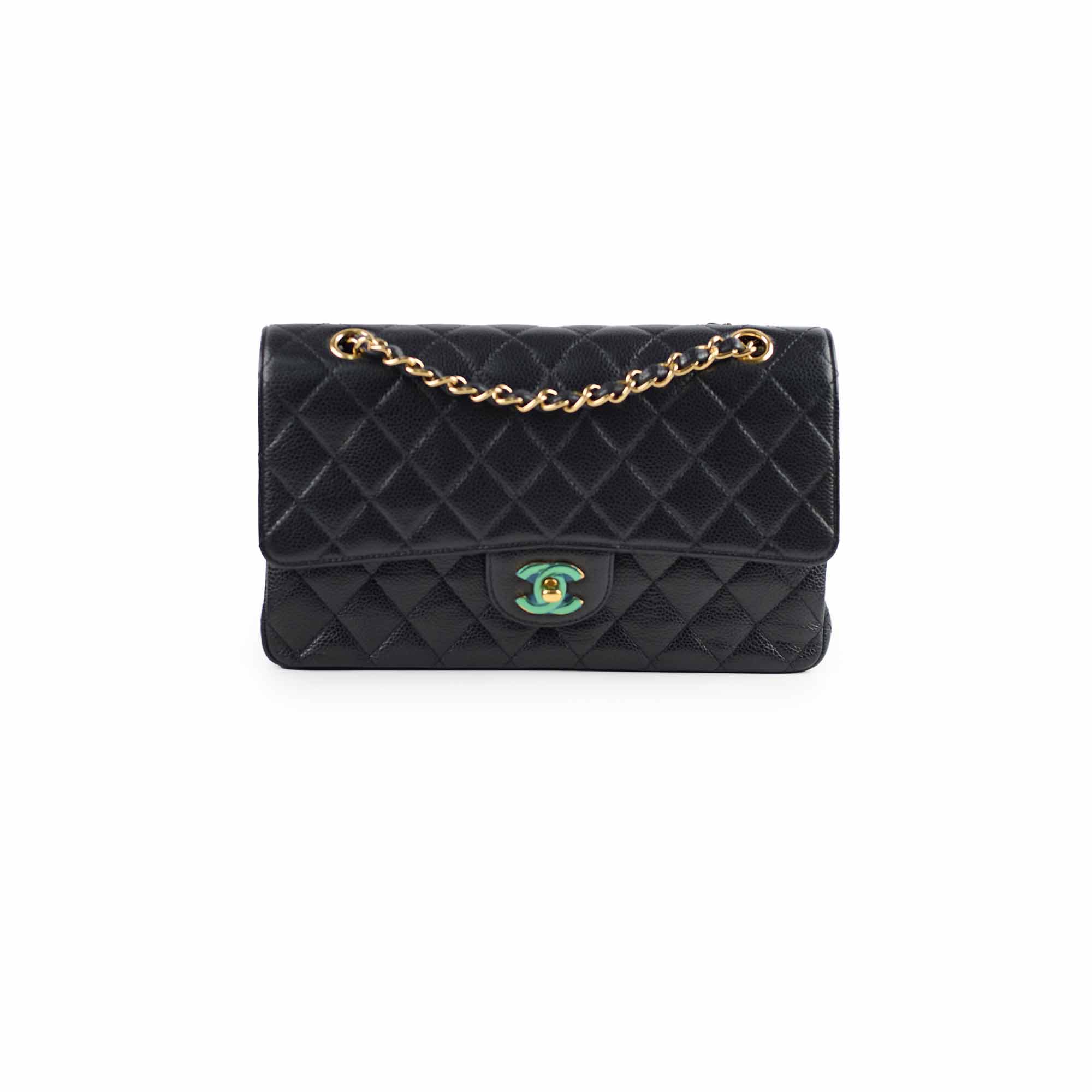 Chanel Medium/Large Caviar Leather Double Classic Flap Bag in Black - Luxury Designer Handbag for Women, Perfect for Work, Evening Events & Special Occasions