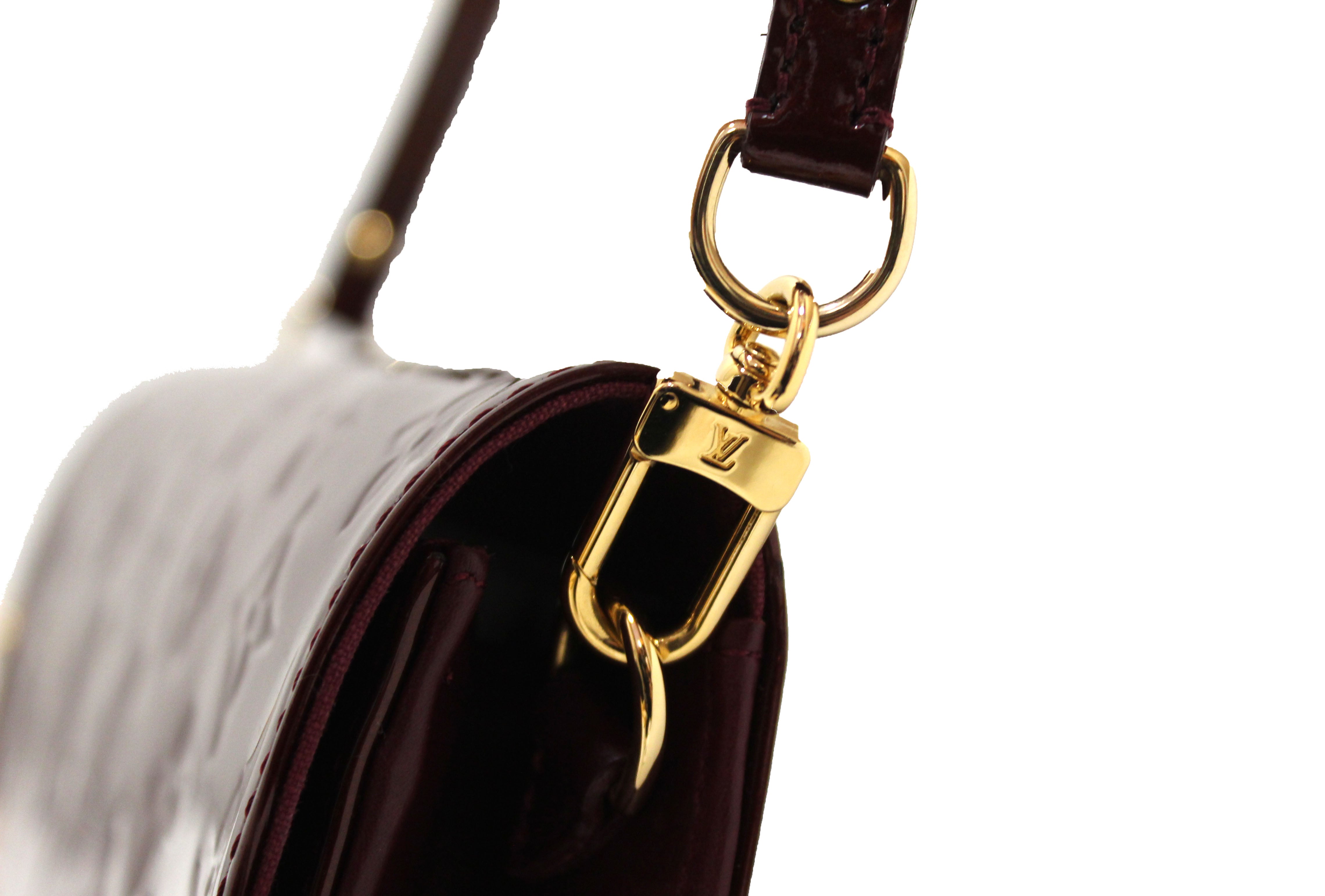Authentic Louis Vuitton Rouge Fauviste Monogram Vernis Leather Rossmore MM Clutch Bag for Women | Luxury Evening Clutch | Perfect for Parties, Weddings & Special Occasions