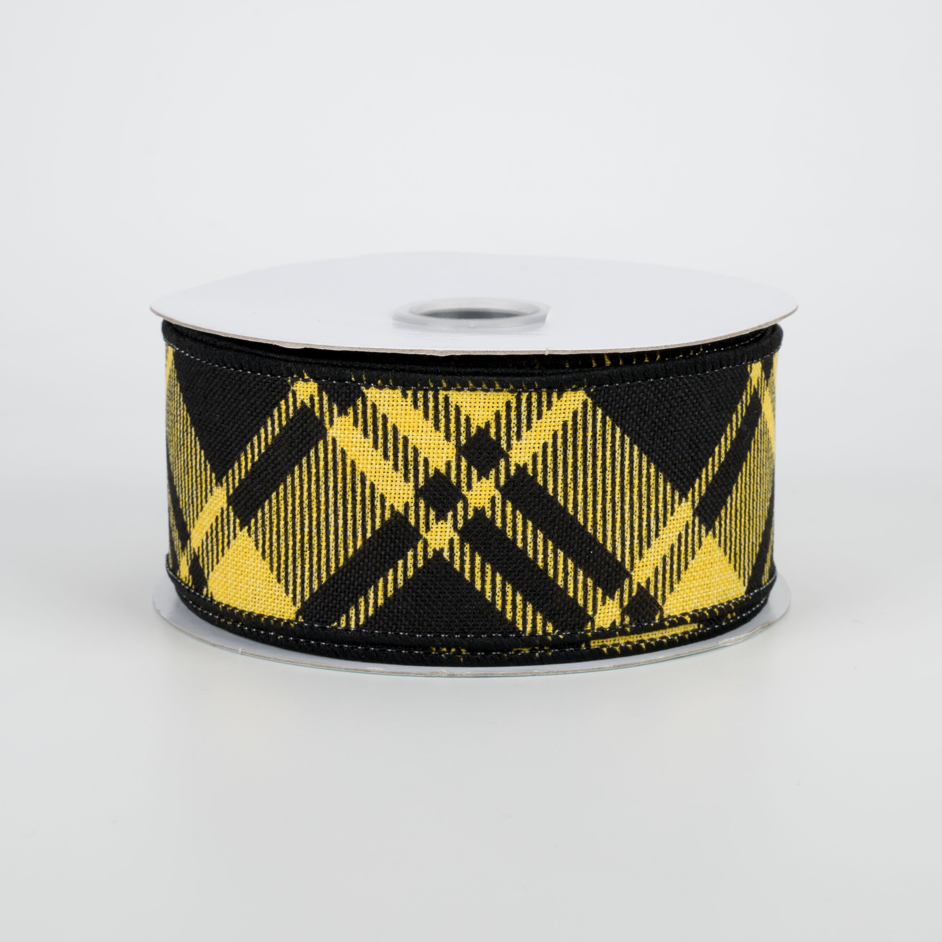 1.5 Inch Diagonal Stripe Check Ribbon - Yellow & Black Grosgrain Ribbon (10 Yards) for Gift Wrapping, Crafts, Hair Bows & Party Decorations