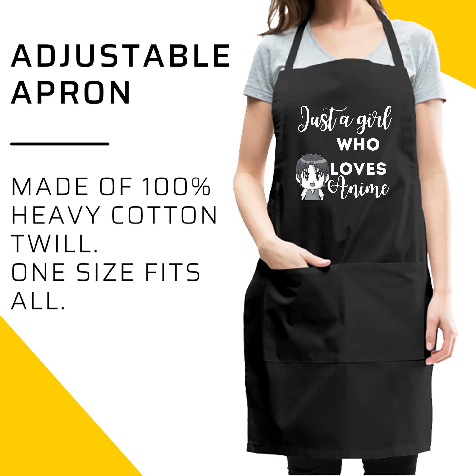 Anime Girl Cooking Apron - Cute Anime Teen Girl Design for Kitchen & Baking - Perfect for Cosplay, Cooking, Baking & Anime Fans