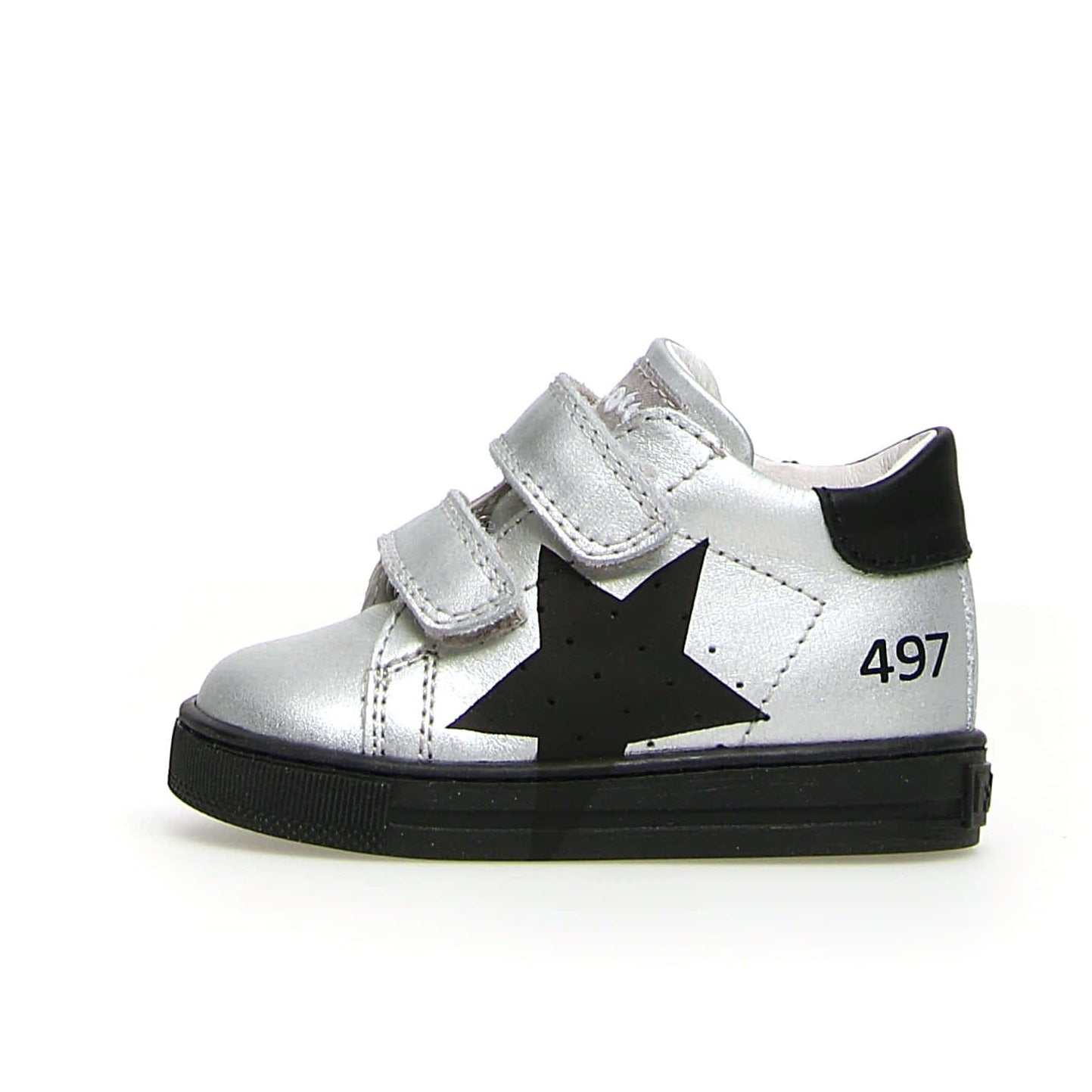 Falcotto Kids' Salazar Vl Metallic Sneakers for Boys & Girls - Silver/Black | Comfortable School Shoes & Playtime Footwear