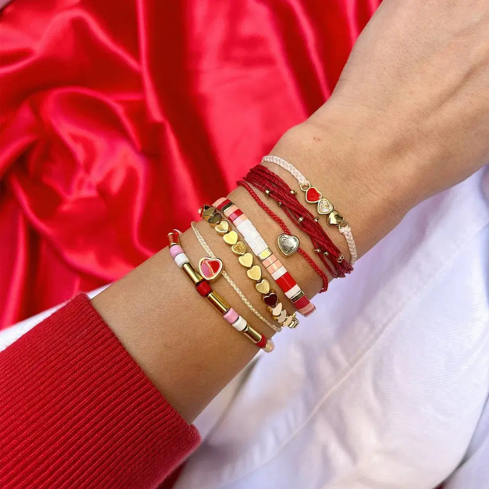 Red Cross Three Hearts Gold Plated Bracelet for Women - Elegant Gift for Valentine's Day, Anniversary & Special Occasions