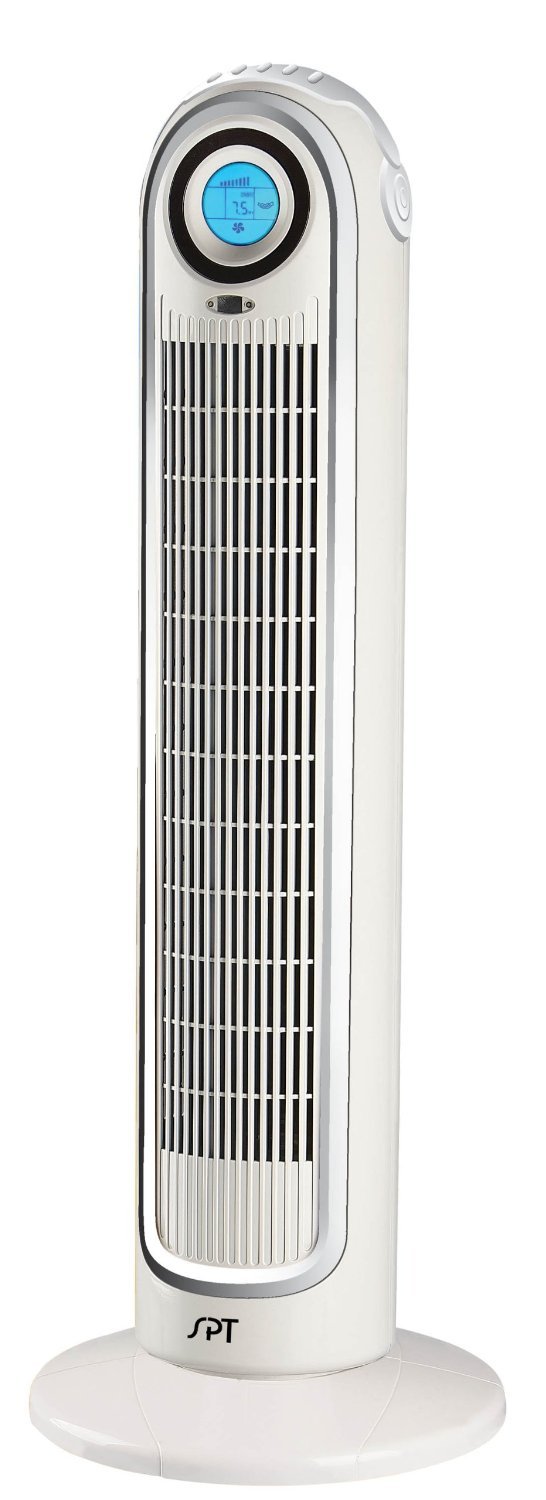 SPT Sunpentown Remote Controlled Tower Fan with Ionizer - Quiet Oscillating Cooling Fan for Home, Office & Bedroom Use