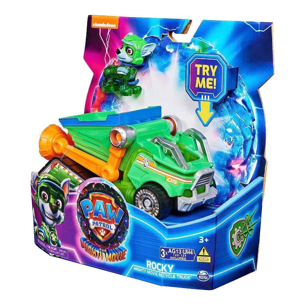 Paw Patrol The Mighty Movie Rocky Recycle Truck Toy - Official Kids Recycling Truck with Lights & Sounds - Perfect for Birthday Gifts & Pretend Play