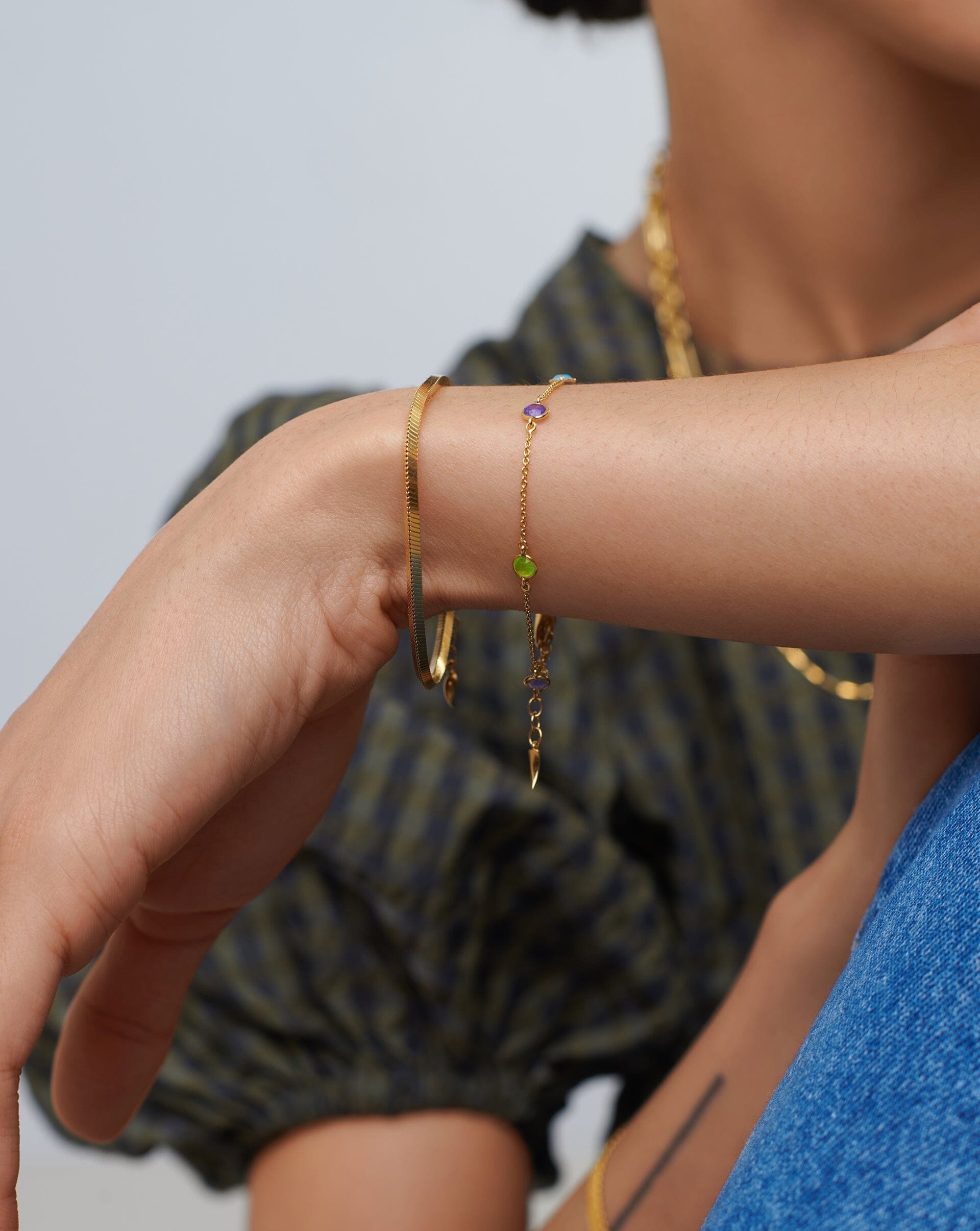 Hot Rox Multi Gemstone Bracelet for Women - 18k Gold Vermeil Beaded Bracelet with Natural Stones | Elegant Jewelry Gift for Birthday, Anniversary & Everyday Wear