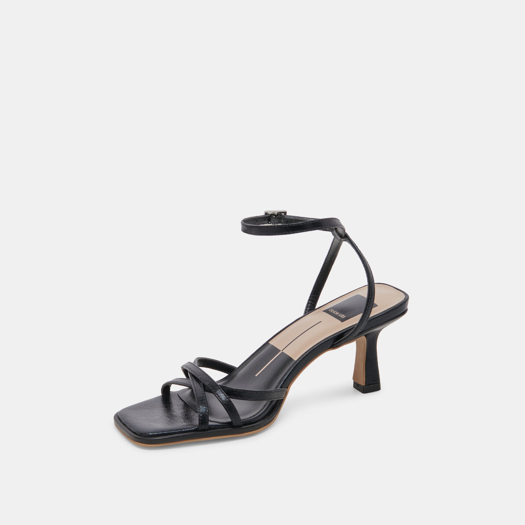 MANJI HEELS - Women's Mid Heel Pumps in Midnight Black Patent Leather - Perfect for Office, Party & Evening Events
