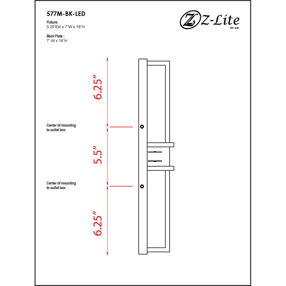 Z-Lite 577M-BK-LED Eclipse Modern Outdoor Wall Sconce Light Fixture - 2-Light 20W Black LED Exterior Lighting for Porch, Patio, Garden & Entryway
