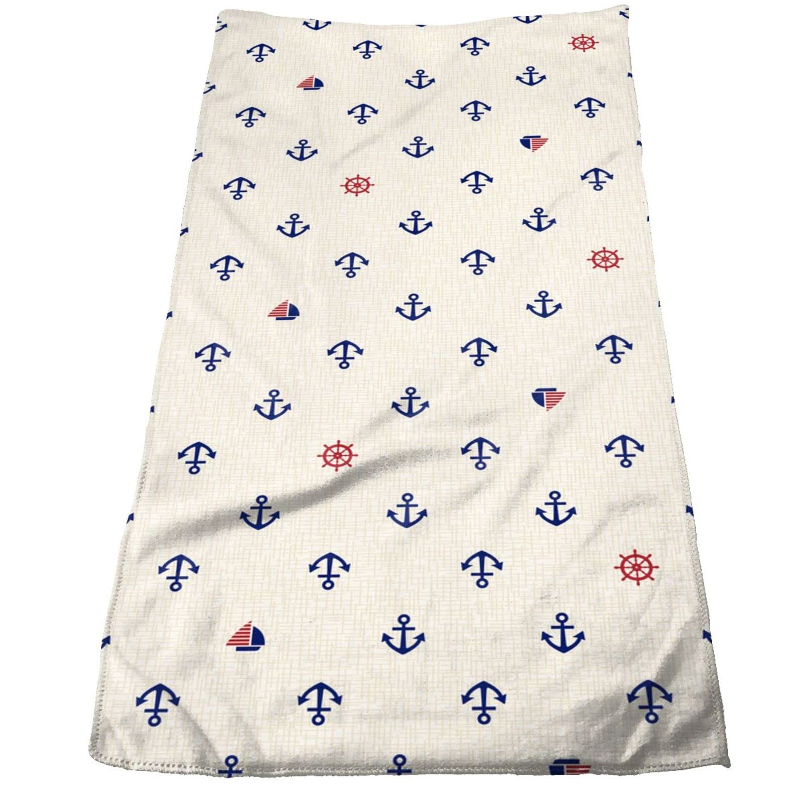 Premium Soft Anchor Print Bath Towels - 27x16 Inch Absorbent Quick-Dry Hand & Bath Towels for Bathroom, Spa, Gym, Sports & Beach Use