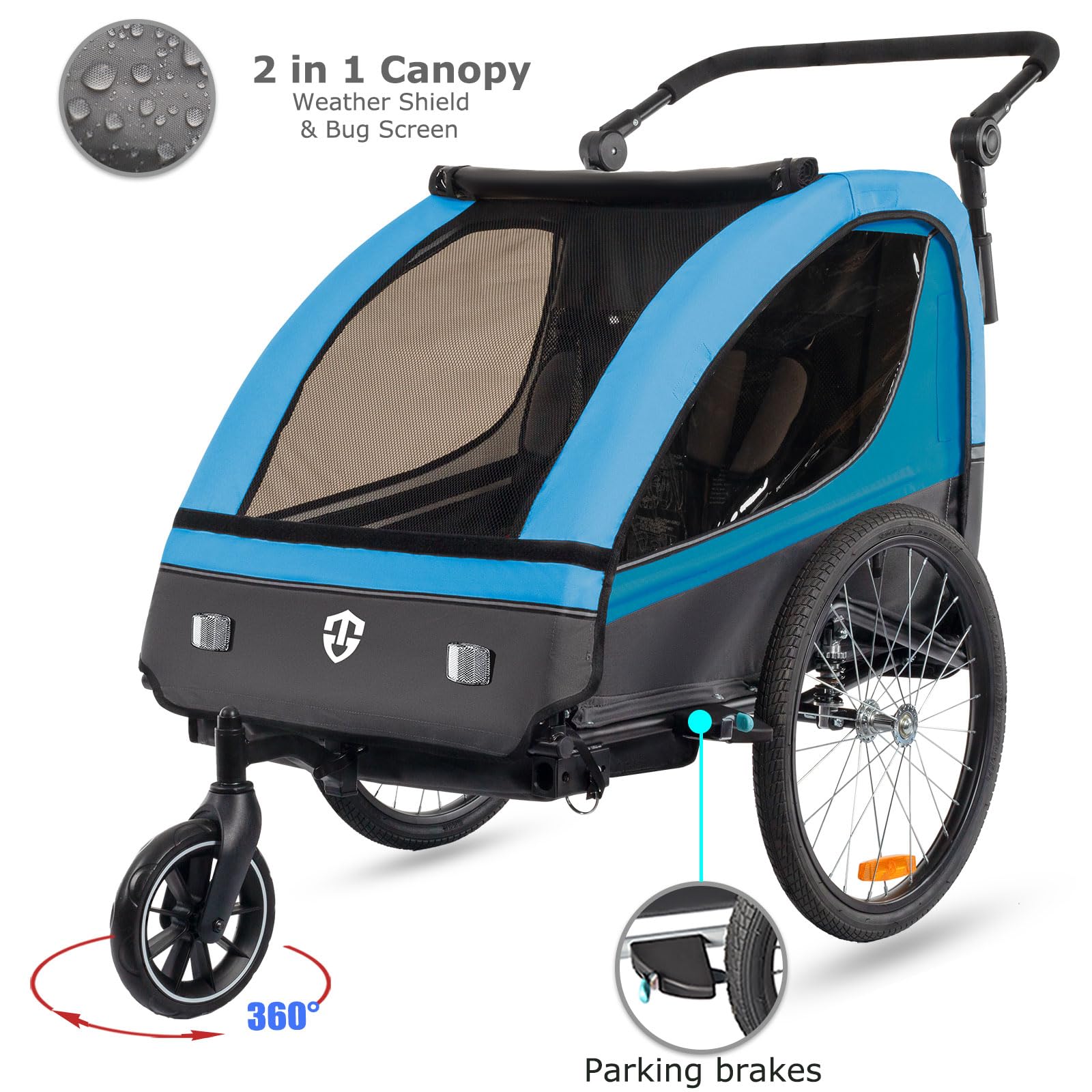 TIGGO VS 2-in-1 Bike Trailer & Stroller - Double Seat Bicycle Carrier for Toddlers and Kids - Perfect for Cycling, Jogging, and Outdoor Family Adventures