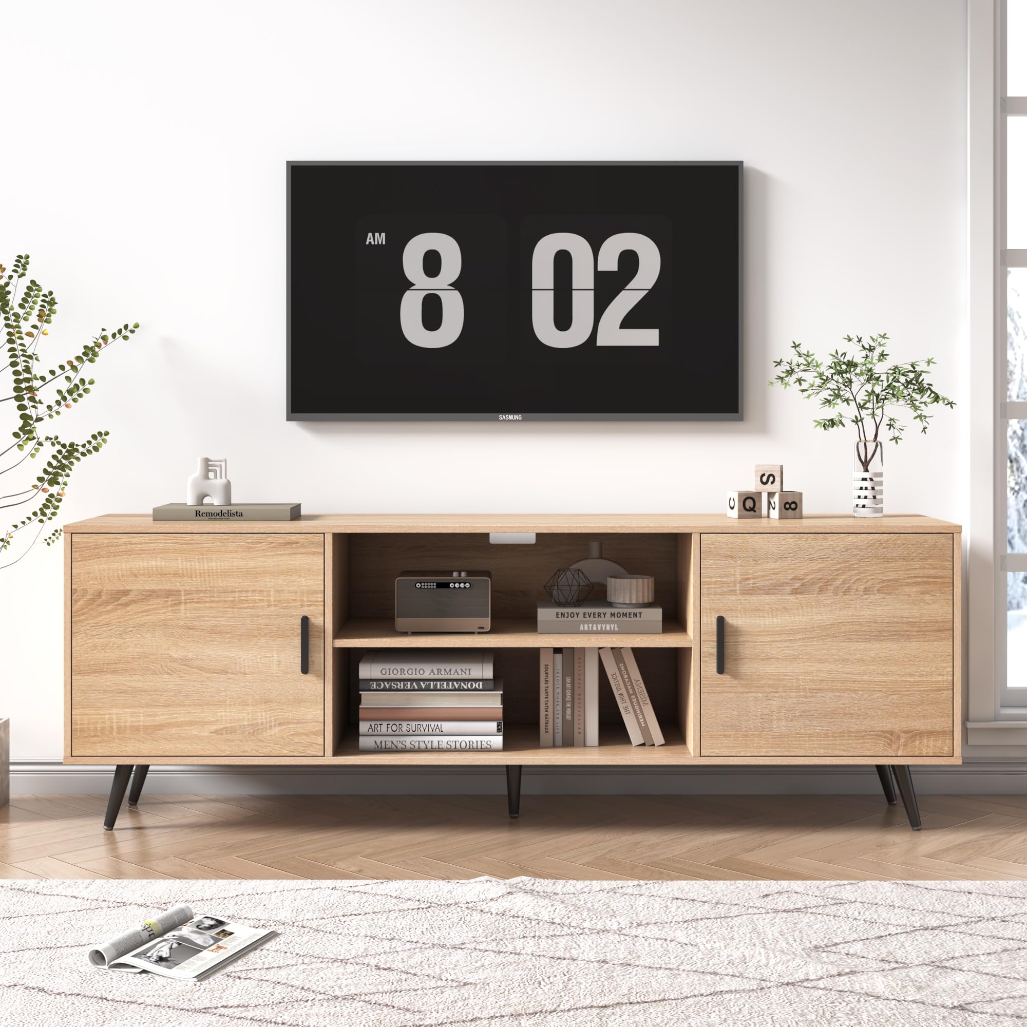 AUXSOUL Mid Century Modern TV Stand for 75 Inch TV - 70