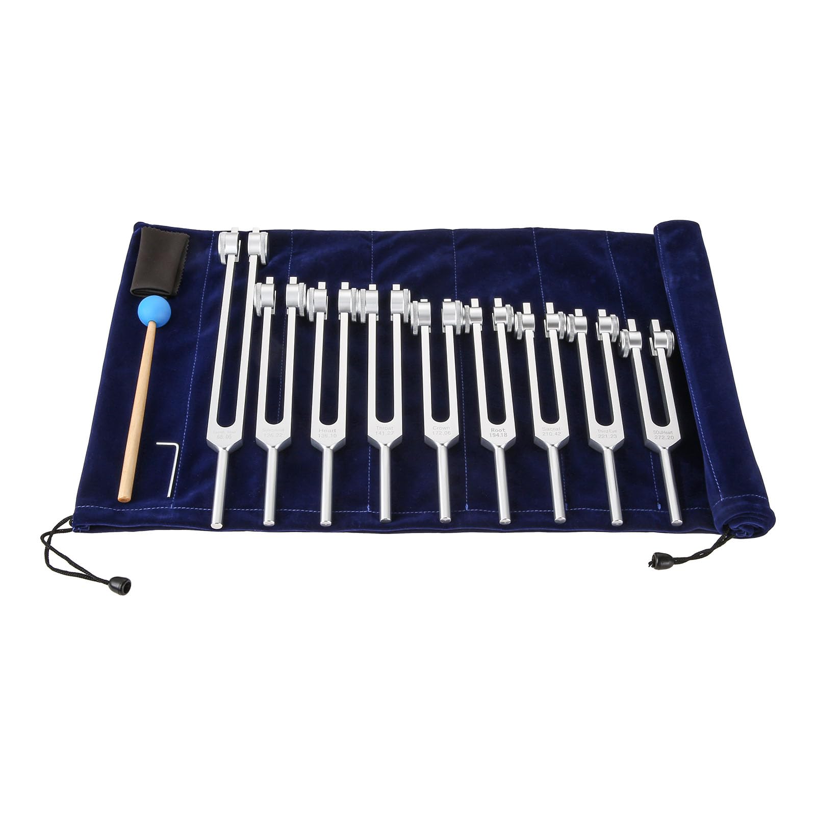 9-Piece Silver Chakra Weighted Tuning Forks Set for Energy Healing & Sound Therapy - 8 Chakra + 1 Soul Purpose Solfeggio Forks with Carrying Bag & Hammer - Perfect for Meditation, Reiki, Yoga, and Holistic Wellness Practices