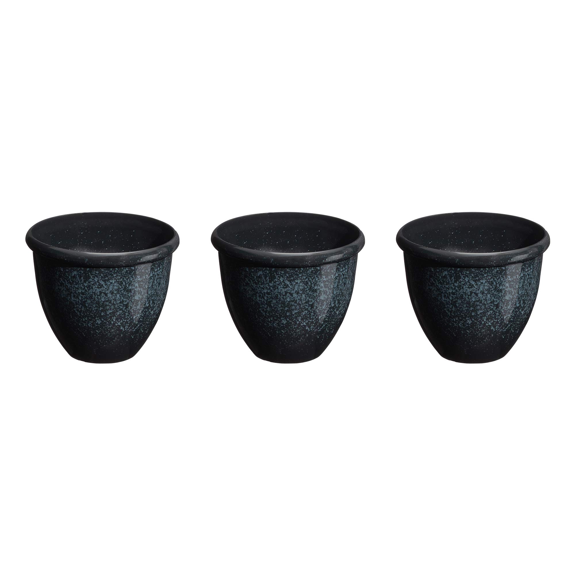 Glitzhome 3-Piece Large Round Garden Pots Set - Lightweight PE & Stone Glaze Planters with Drainage Holes for Indoor & Outdoor Plants | Perfect for Patio, Balcony, and Home Decor