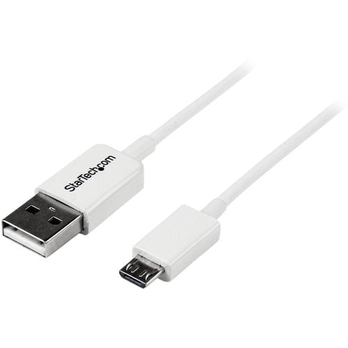 1M White Micro USB Cable - USB A to Micro B Charging & Data Sync Cable - USB 2.0 Fast Charging - Compatible with Smartphones, Tablets & More - Perfect for Home, Office & Travel Use