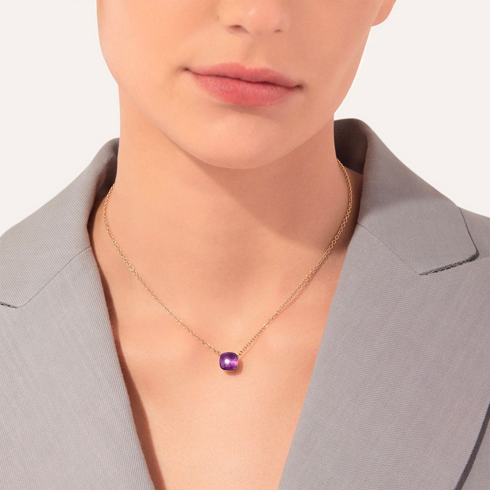 Elegant Amethyst Nudo Petit Necklace – Dainty Purple Crystal Jewelry for Women | Perfect for Weddings, Date Nights & Gifts
