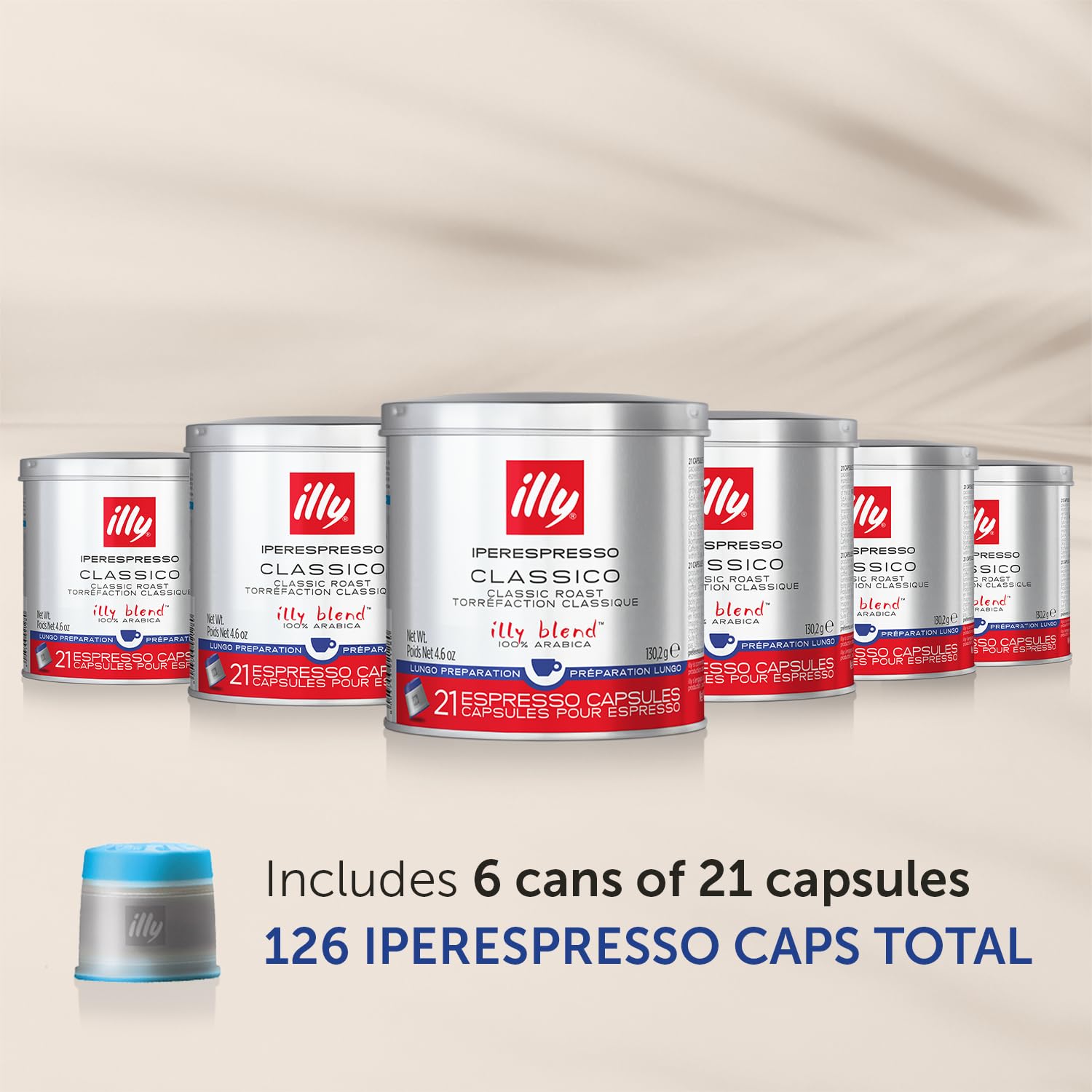 illy iperEspresso Coffee Capsules - Single-Serve Classico Lungo Roast with Caramel Notes - Single Origin Coffee Pods for iperEspresso Machines (21 Count, 6 Pack) - Perfect for Home & Office Espresso Brewing