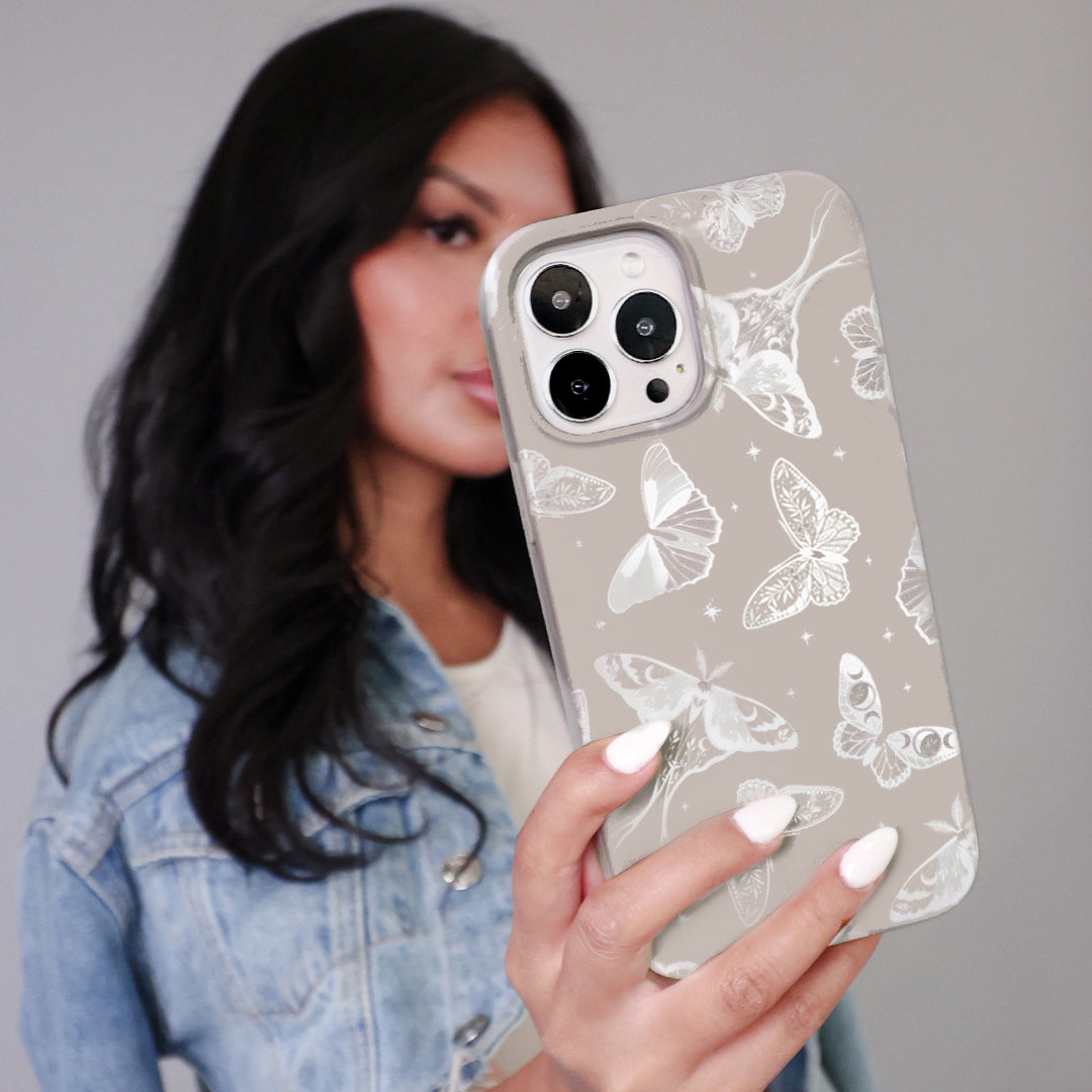 Moonlight Moths iPhone Case - Premium Protective Phone Cover for iPhone 13/14/15 Pro Max - Cute Moth Design - Shockproof & Scratch Resistant - Perfect for Outdoor Adventures, Travel & Daily Use