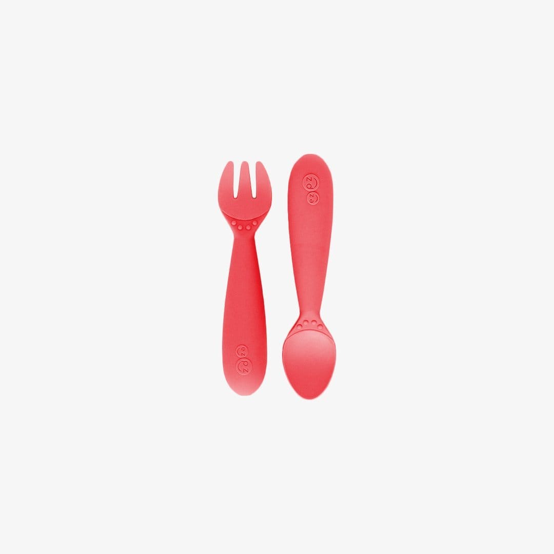 EZPZ Mini Utensils Set for Toddlers - BPA-Free Silicone Baby Spoons & Forks - Perfect for First Self-Feeding, Travel, and Daycare Use