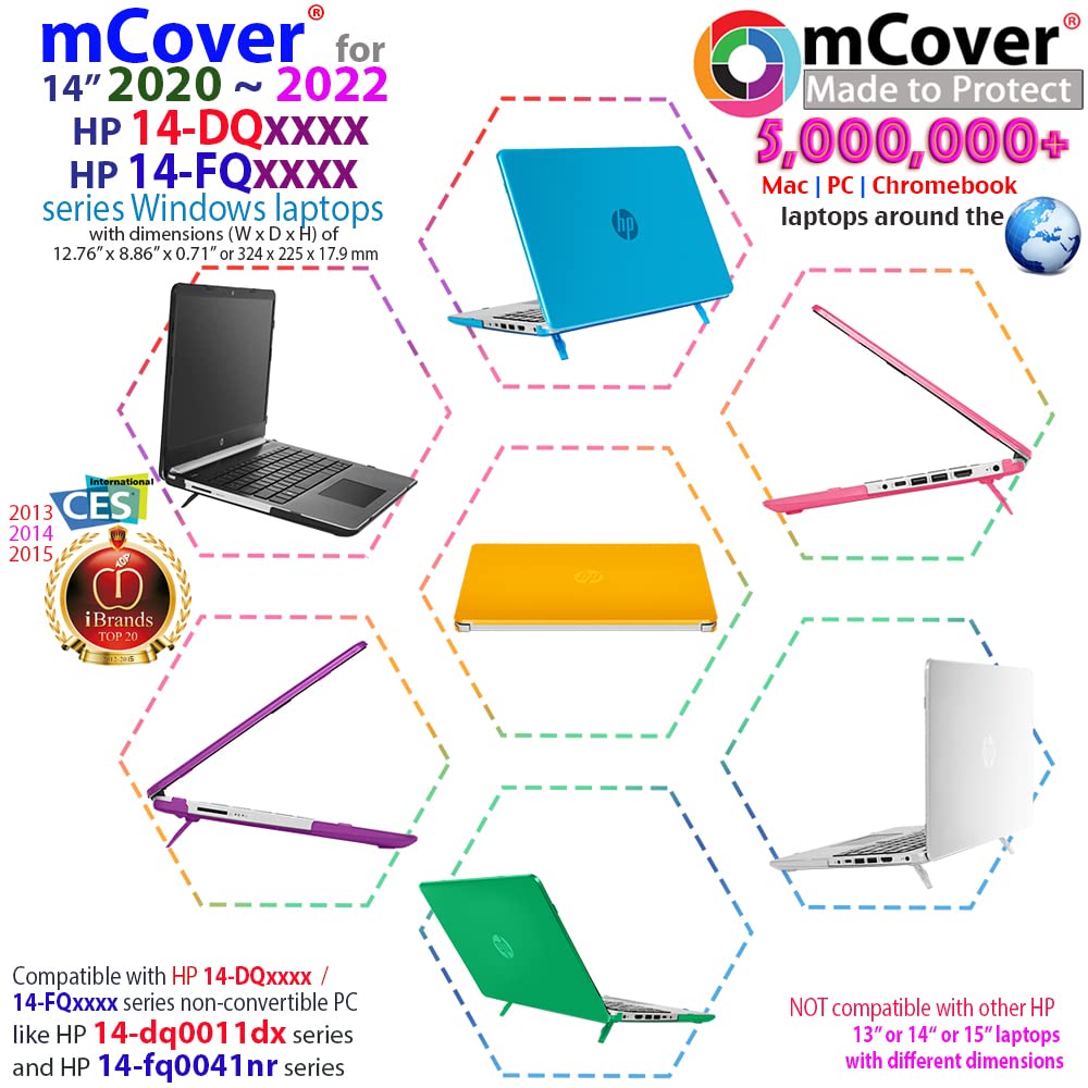 Pink mCover Laptop Case Compatible with 2020-2022 HP 14-DQxxxx & 14-FQxxxx 14