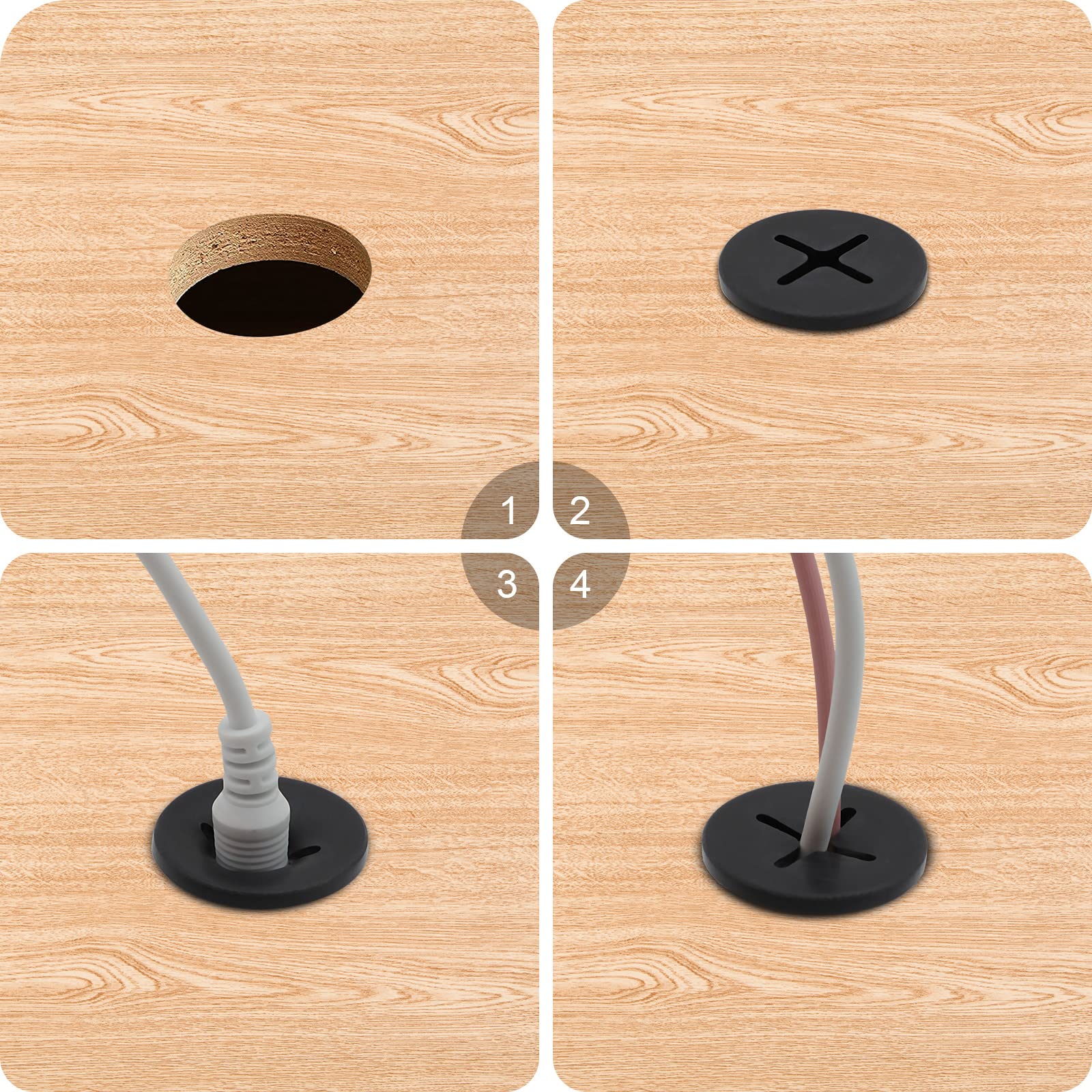 3/4 Inch Flexible Rubber Desk Grommet - 12 Pack Silicone Cable Cord Hole Cover for Wire Management | Perfect for Office Desks, Tables & Furniture Organization